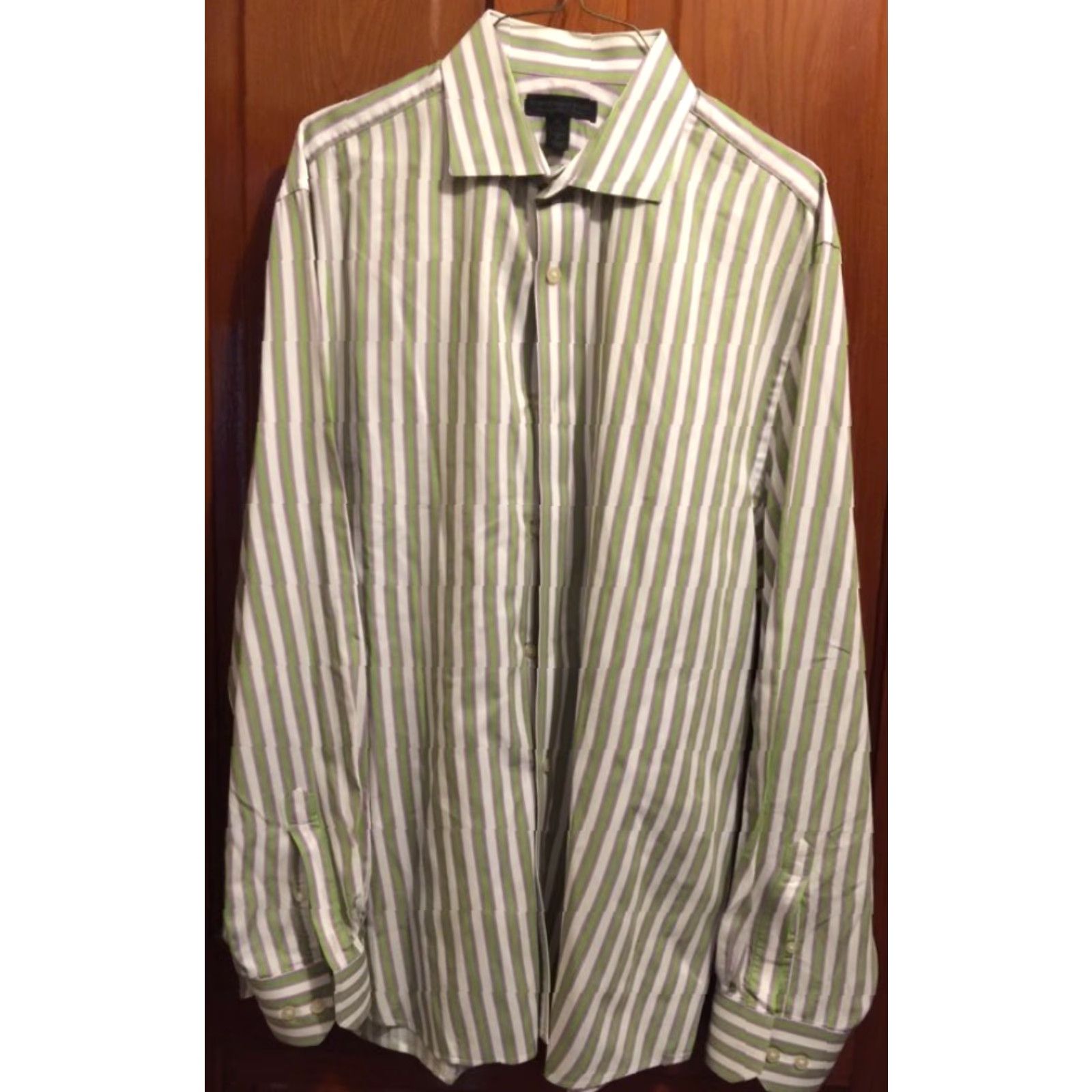 Express VINTAGE XL Express Design Studio Men's Striped Button Down Modern Fit Shirt Size 46R - 2 Thumbnail