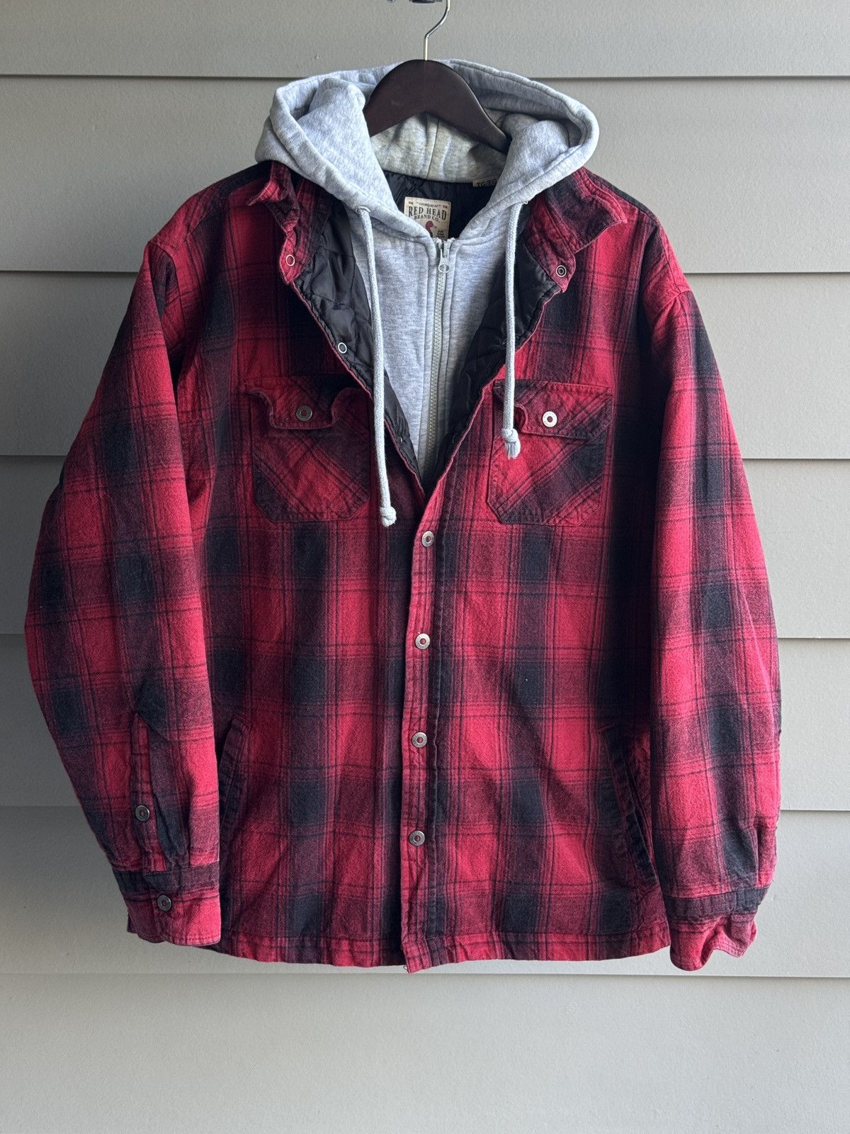 Japanese Brand Tartan Flannel Hooded Jacket Shirt Quilted Lined XL Size US XL / EU 56 / 4 - 3 Thumbnail