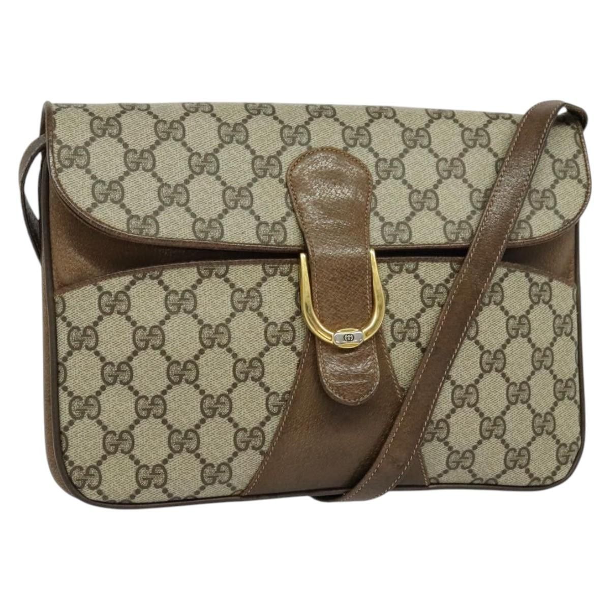 Gucci GG Supreme Shoulder Bag Pvc Beige Gold Auth Bd1547 in Beige/Gold, Women's