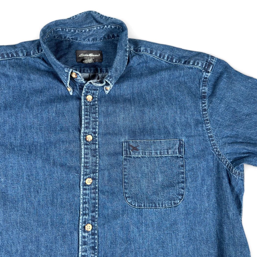 Eddie Bauer VINTAGE Eddie Bauer Shirt Adult EXTRA LARGE Blue Denim Dark Wash Outdoor Y2K Shirt Size US XL / EU 56 / 4 - 2 Thumbnail