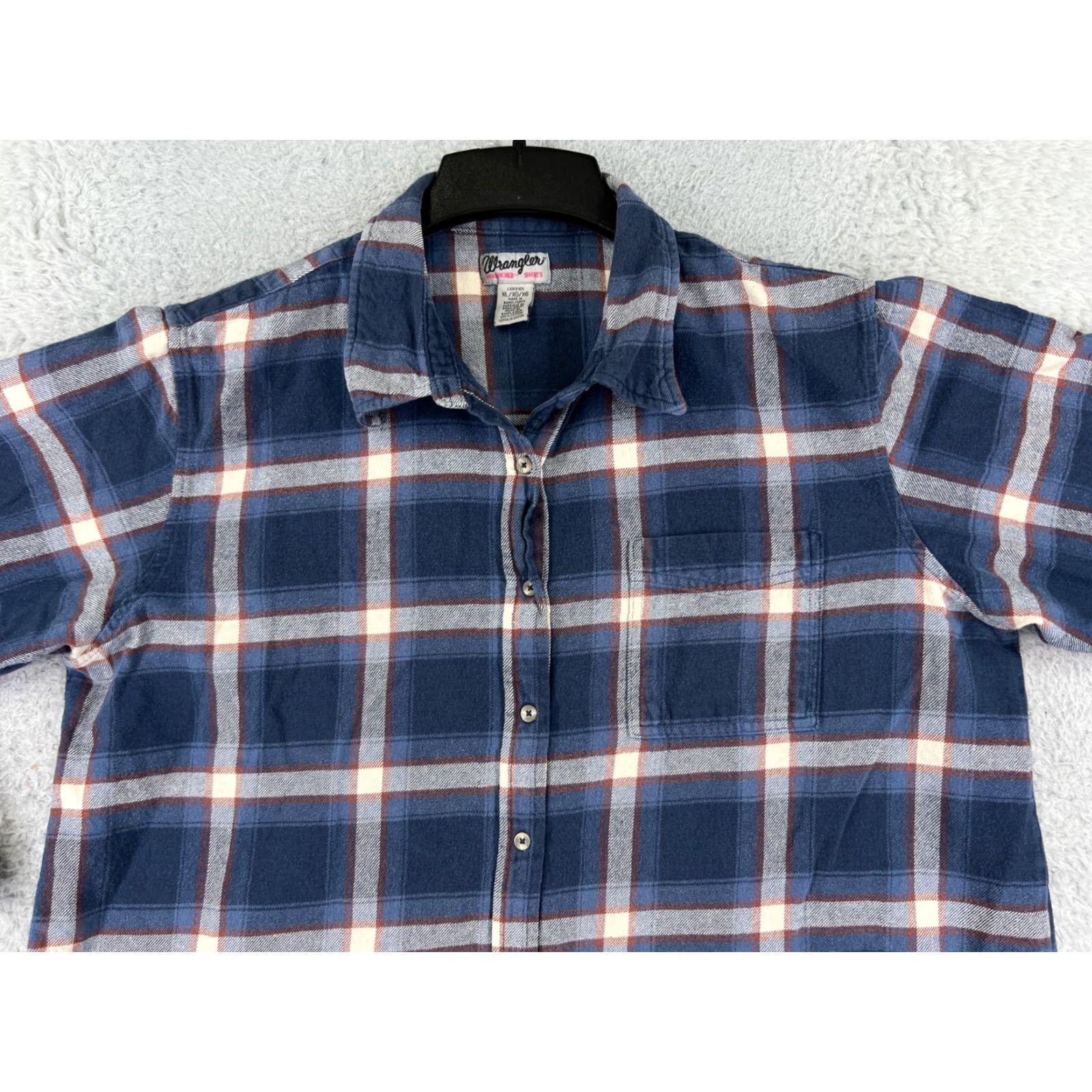 Wrangler Wrangler Shirt Womens Large Blue Plaid Flannel Button-Up Cotton Size L / US 10 / IT 46 - 6 Thumbnail