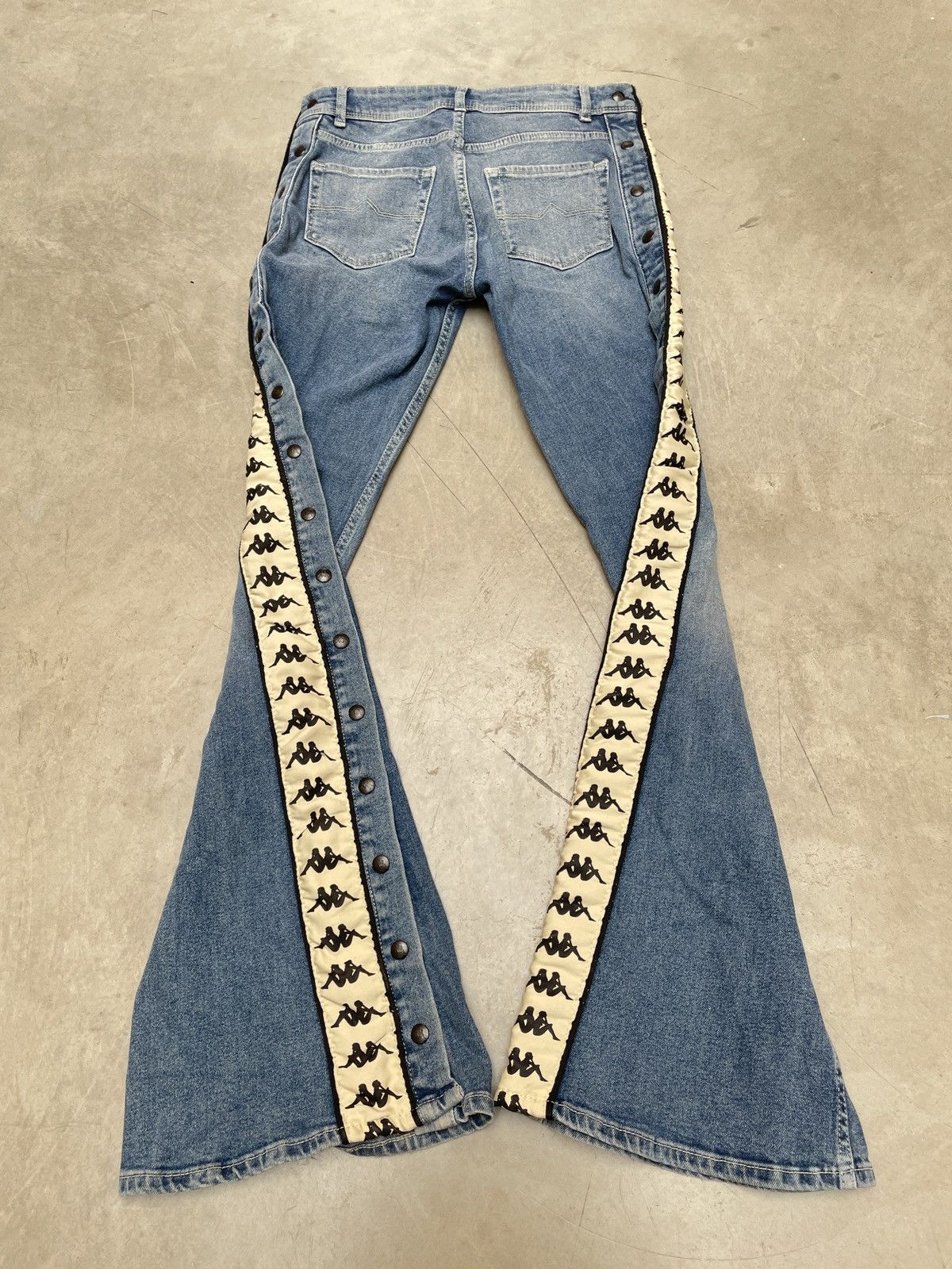 Kappa 🔥 Kappa Side Tape Snap Jeans Y2K Flare Bootcut S Size 30" / US 8 / IT 44 - 9 Thumbnail