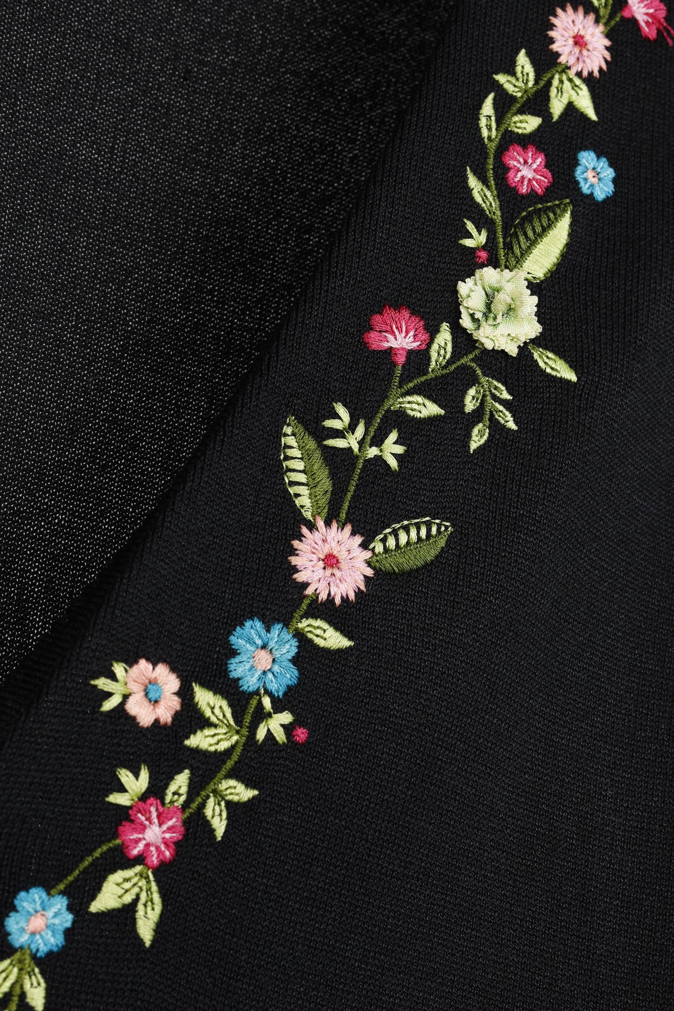 Escada Escada Black Floral Embroidered Deep V Cardigan Size S / US 4 / IT 40 - 6 Thumbnail