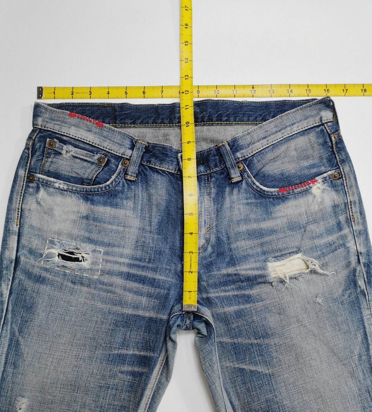 Edwin Edwin Rebel Vintage 503 Repaired Faded Denim Jeans Size US 32 / EU 48 - 12 Thumbnail