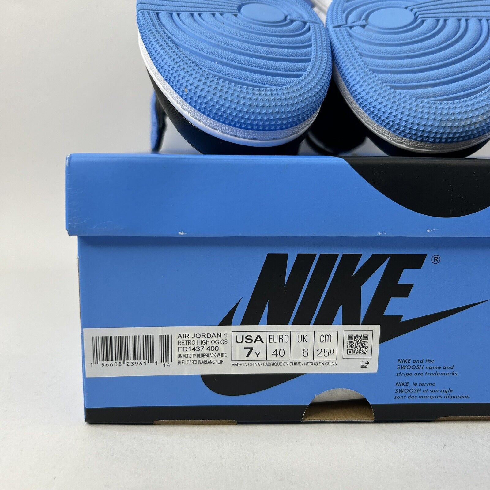 Nike Nike Air Jordan 1 High Retro GS “UNC Toe” 2024 Size US 8.5 / IT 38.5 - 8 Thumbnail