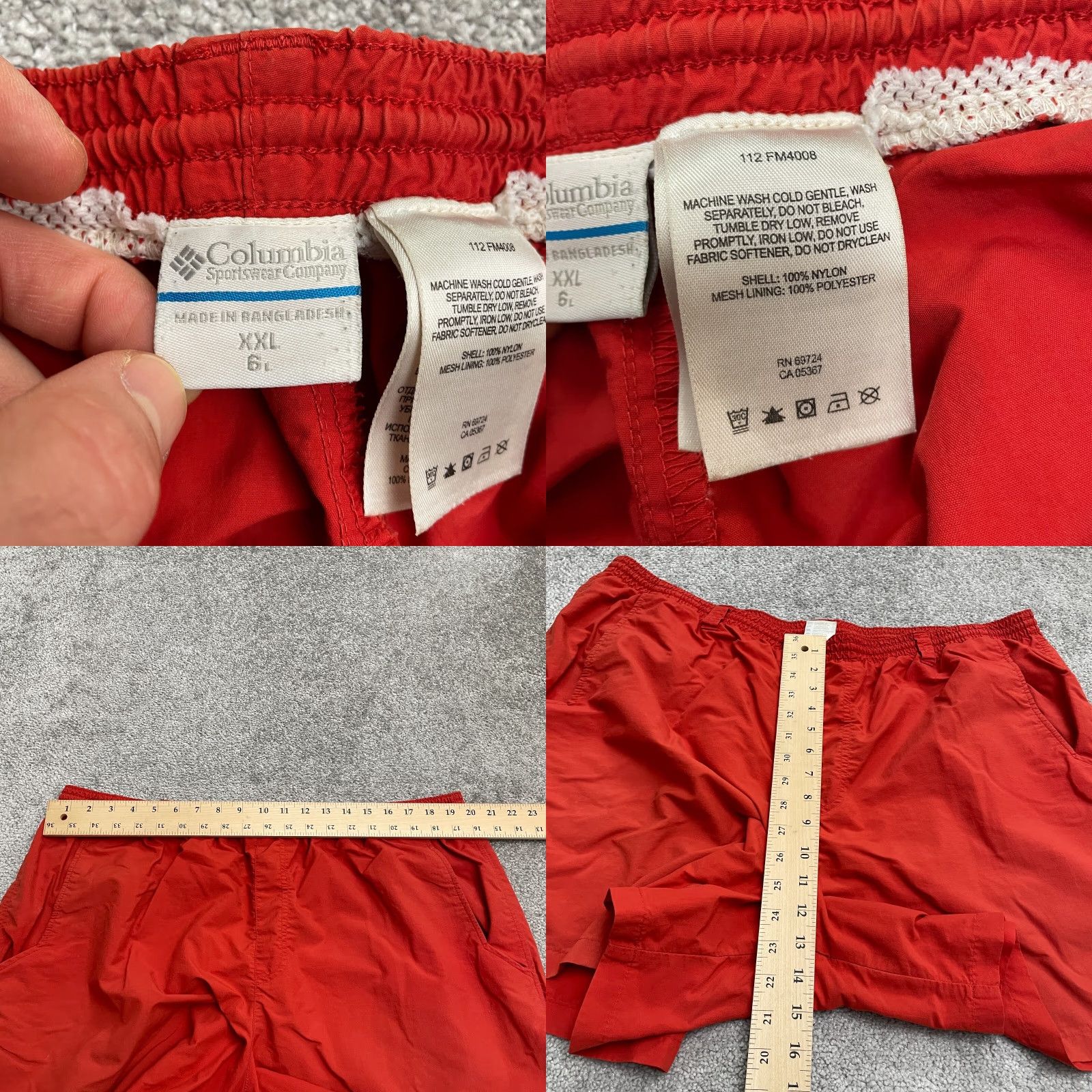 Vintage Columbia Shorts Mens XXL Red Water Trunks Elastic Waist Swim PFG Omni Shade Size US 39 - 8 Thumbnail