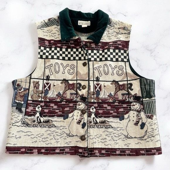 Vintage Vintage Toy-Themed Vest with Snowman Design Size XL / US 12-14 / IT 48-50 - 2 Thumbnail