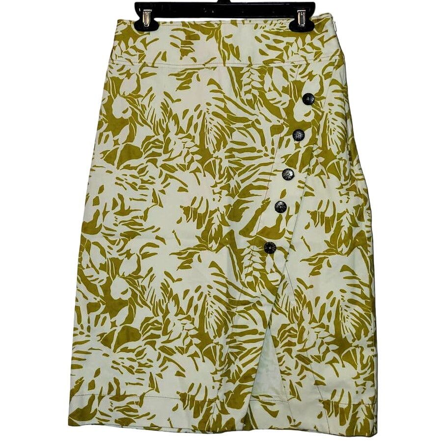 Anthropologie New Anthropologie Palm Print Asymmetrical Skirt $98 6 Green Size 28" / US 6 / IT 42 - 2 Thumbnail