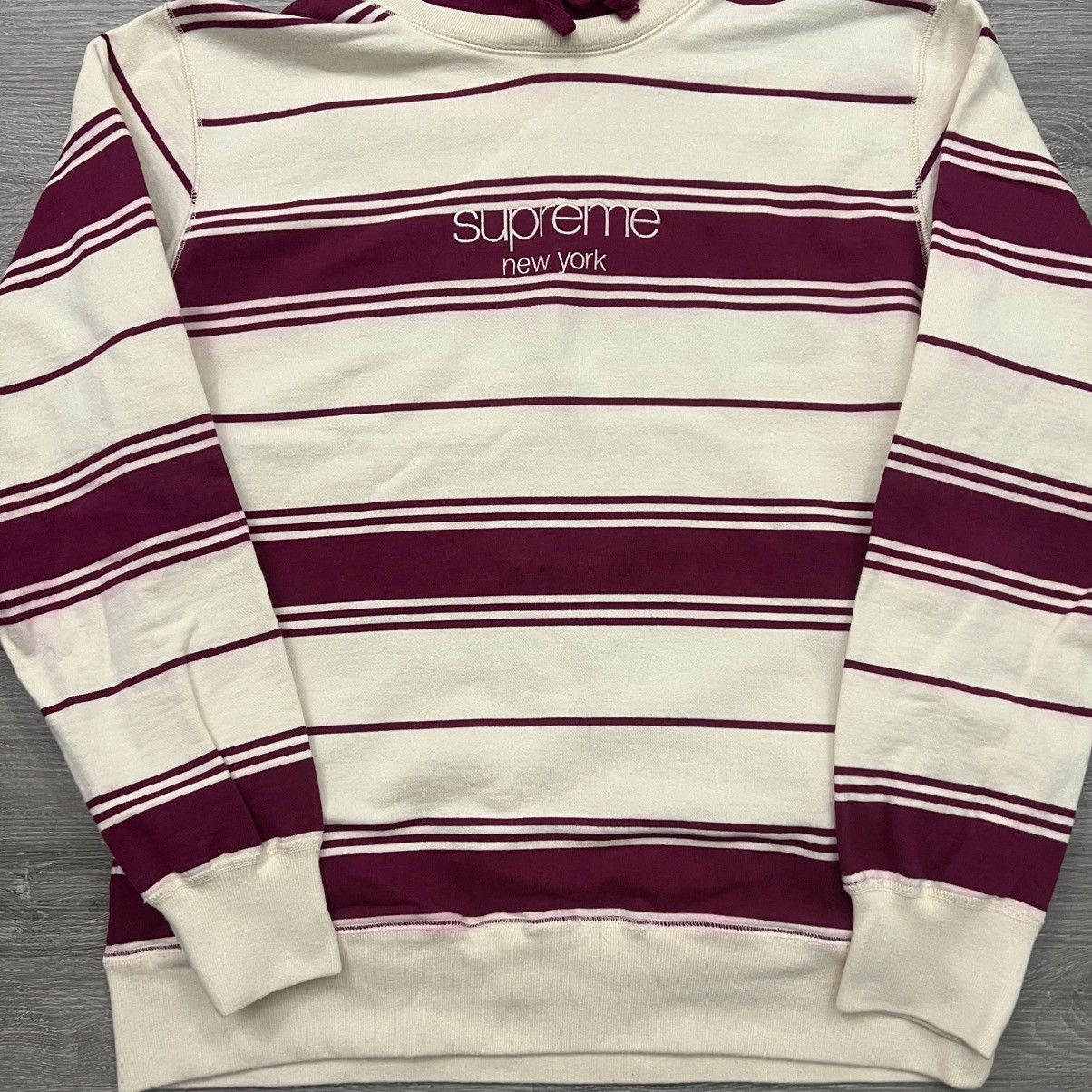 Supreme Supreme Striped Hooded Crewneck FW16 Size US M / EU 48-50 / 2 - 3 Thumbnail