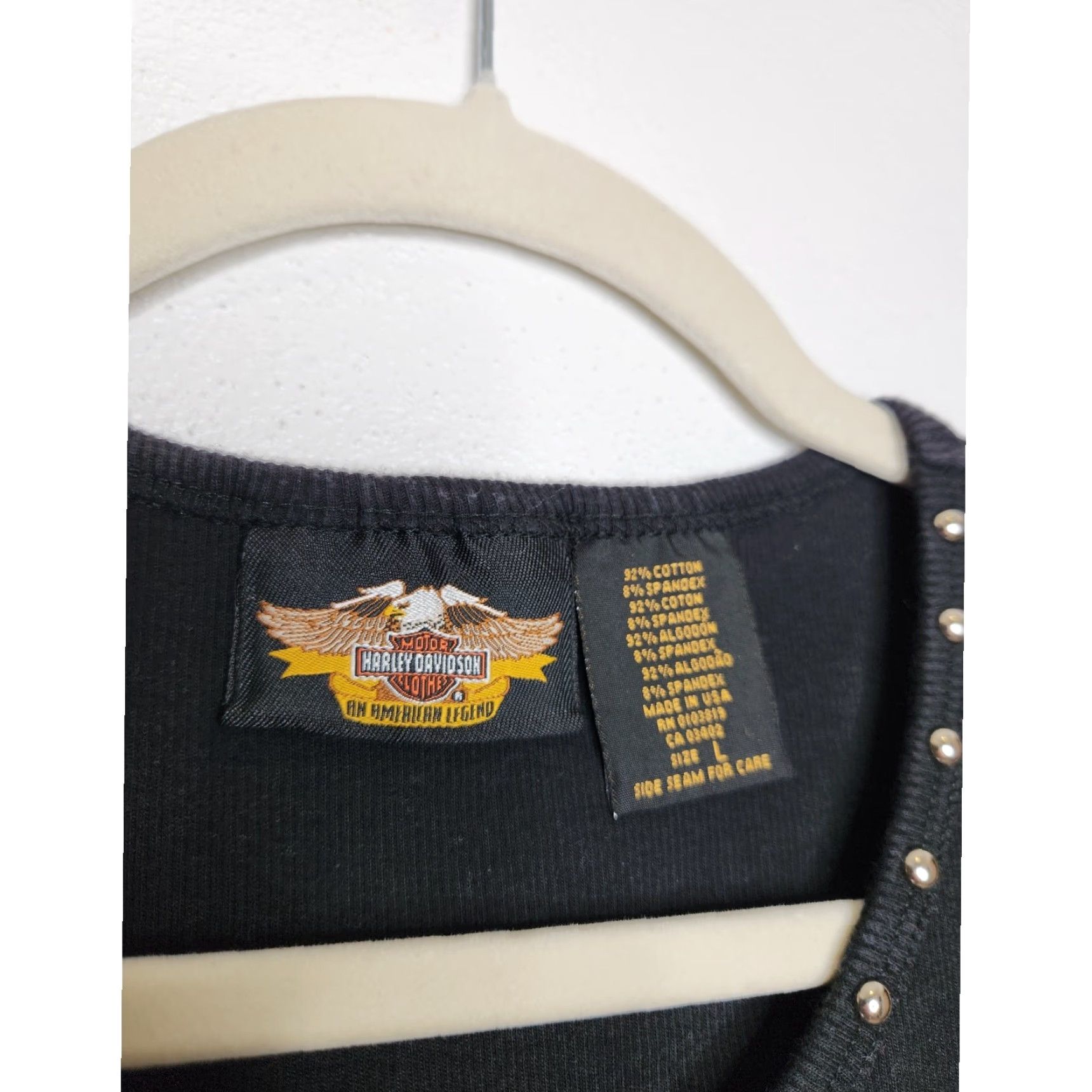 Harley Davidson VINTAGE Harley Davidson Tank Top Beaded Gem Studded McBling Black L Women Size L / US 10 / IT 46 - 5 Thumbnail