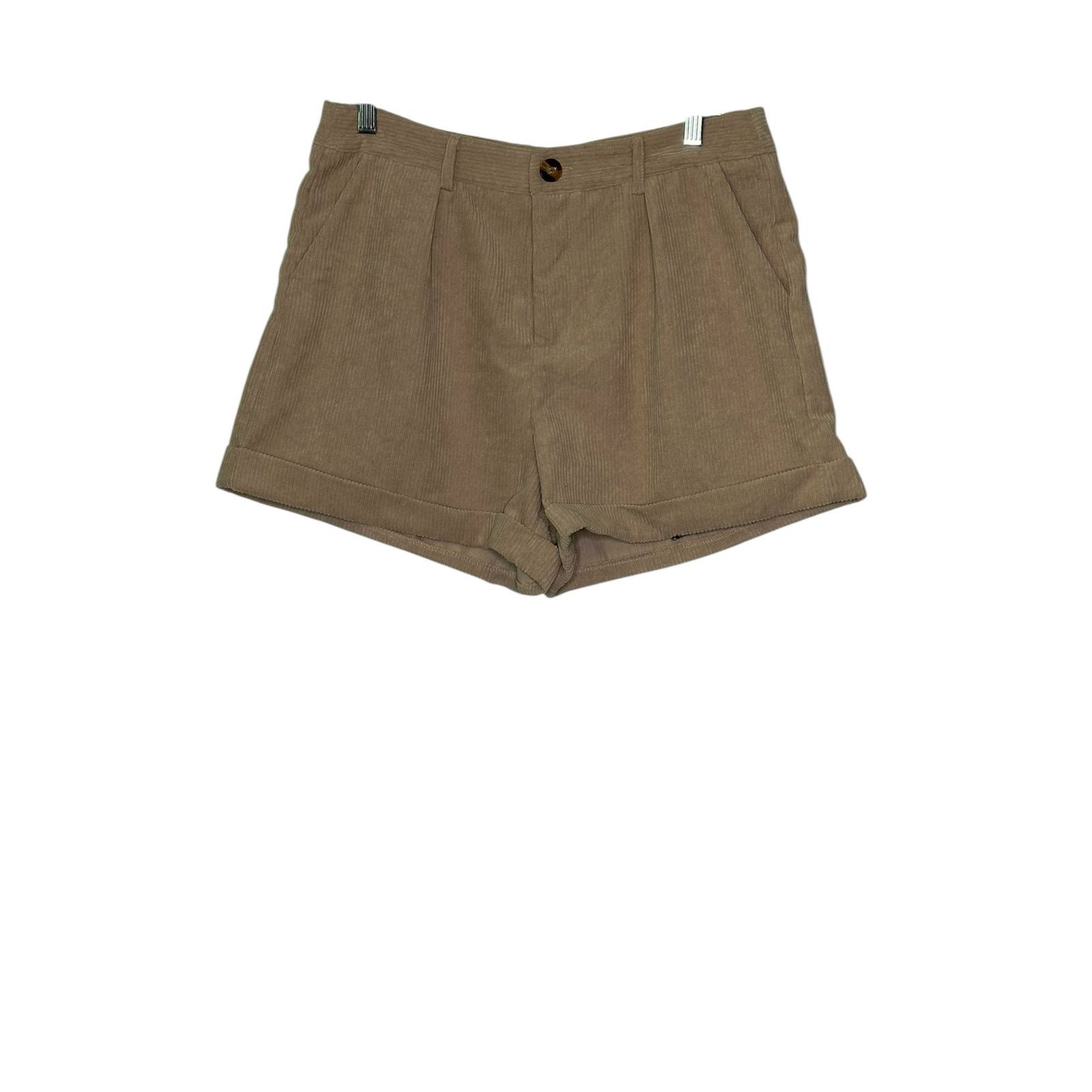 Shein SHEIN beige corduroy pleated cuffed shorts size 8 - 10 Size 32" / US 10 / IT 46 - 6 Thumbnail