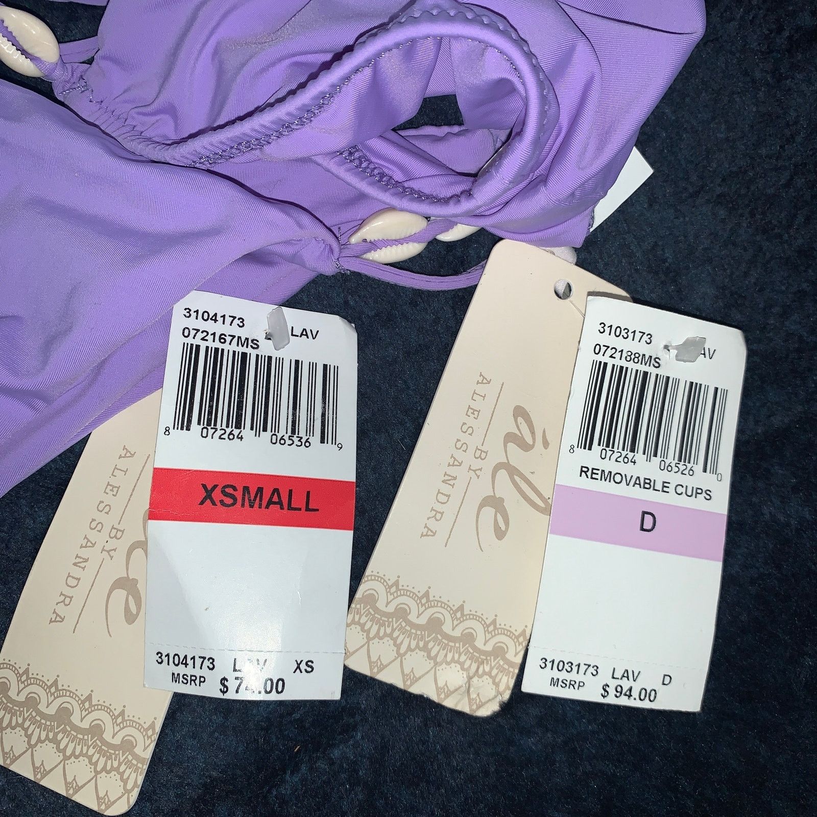 Other NWT $168 ALE LAVENDER COWRIE SHELL BIKINI XS BOTTOM D CUP Size ONE SIZE - 5 Thumbnail
