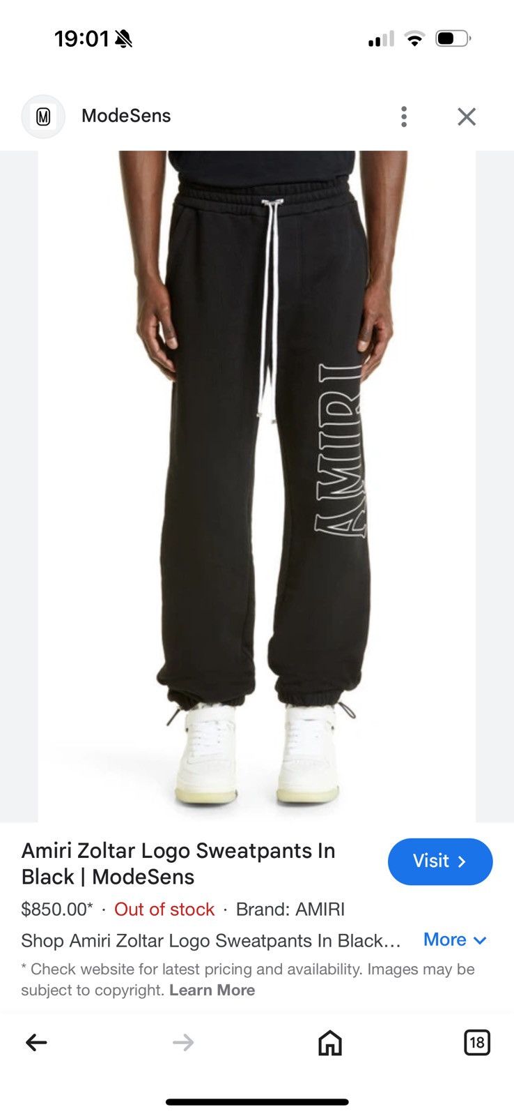 Amiri AMIRI joggers size L see photos for real tape measurements Size US 32 / EU 48 - 18 Thumbnail