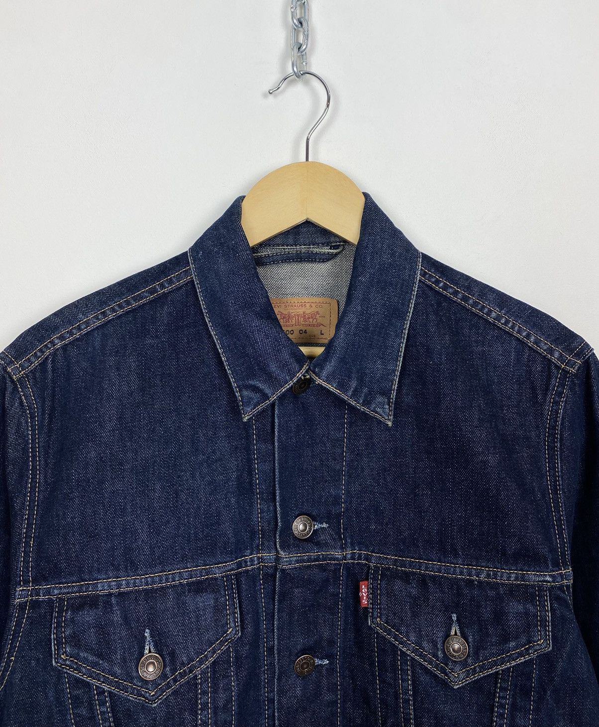 Levi's Vintage Levi’s Navy Blue Denim Jacket Buttons 90’s USA Size L / US 10 / IT 46 - 2 Thumbnail