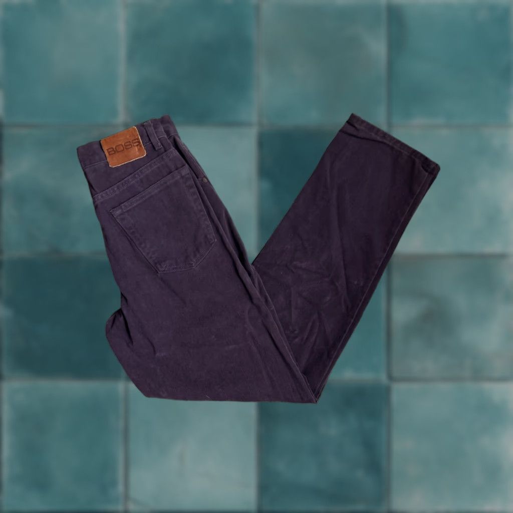 Vintage VINTAGE Boss Jeans Pants Mens Slouch 29 Inseam 34 90s Deadstock NWT USA Made Purple Slouch Straight Jeans Mens Size US 29 - 1 Thumbnail