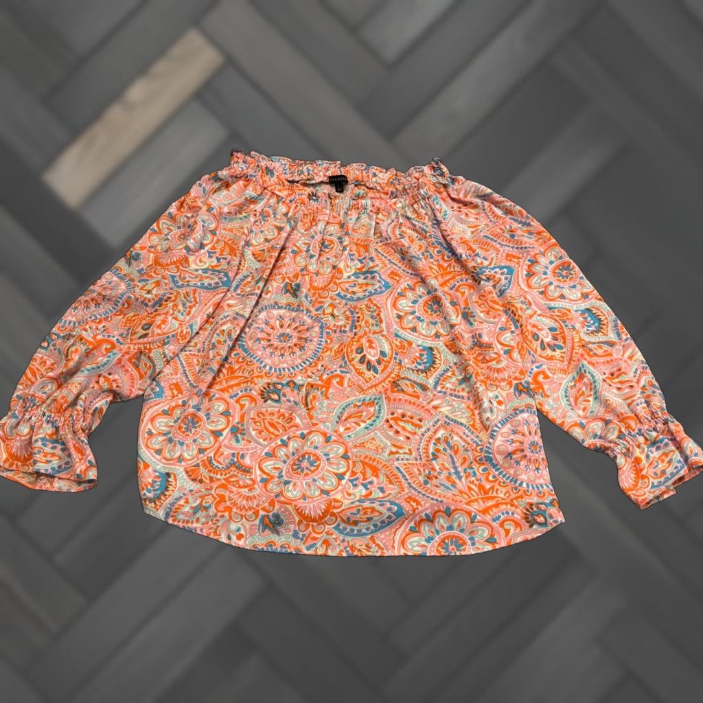 Talbots Talbots Blouse Womens Large Paisley Print Poet Sleeves Keyhole Neck Peasant Boho Size L / US 10 / IT 46 - 1 Thumbnail