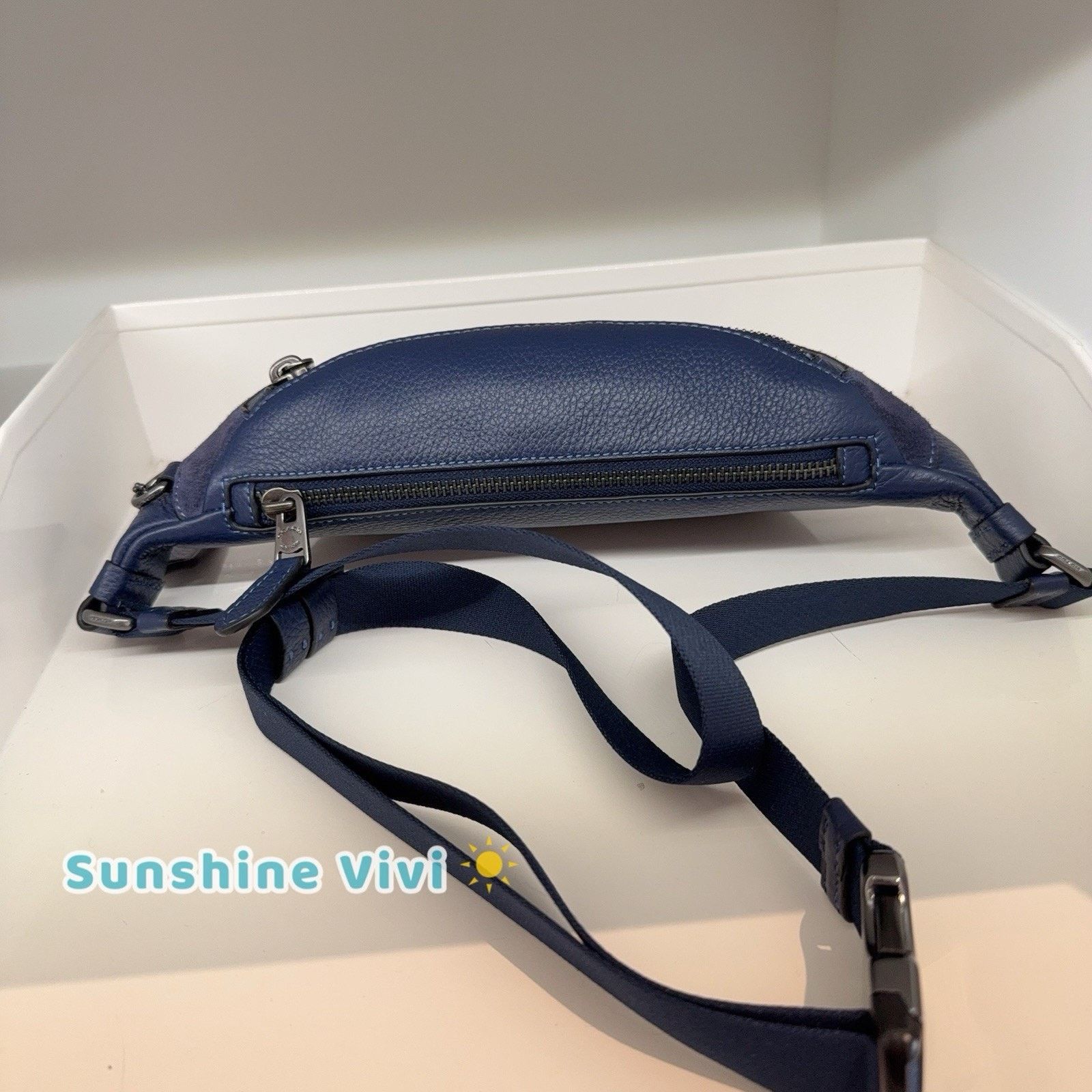 Coach NWT Coach Warren Mini Belt Bag In Suede CW179 True Navy Size ONE SIZE - 3 Thumbnail