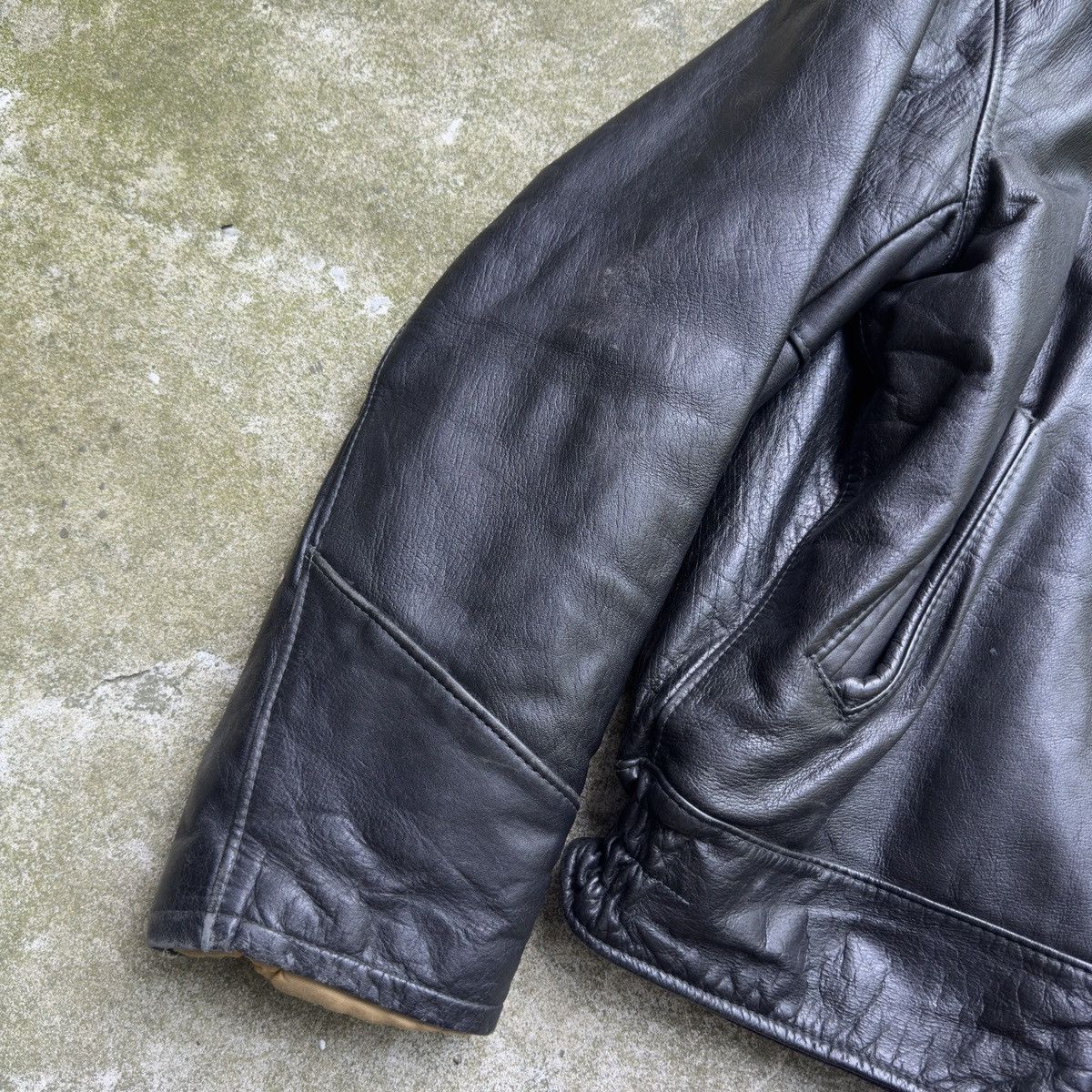 Vintage 40s 50s Leather Horsehide Shearling Jacket ERD Grunge Size US L / EU 52-54 / 3 - 13 Thumbnail