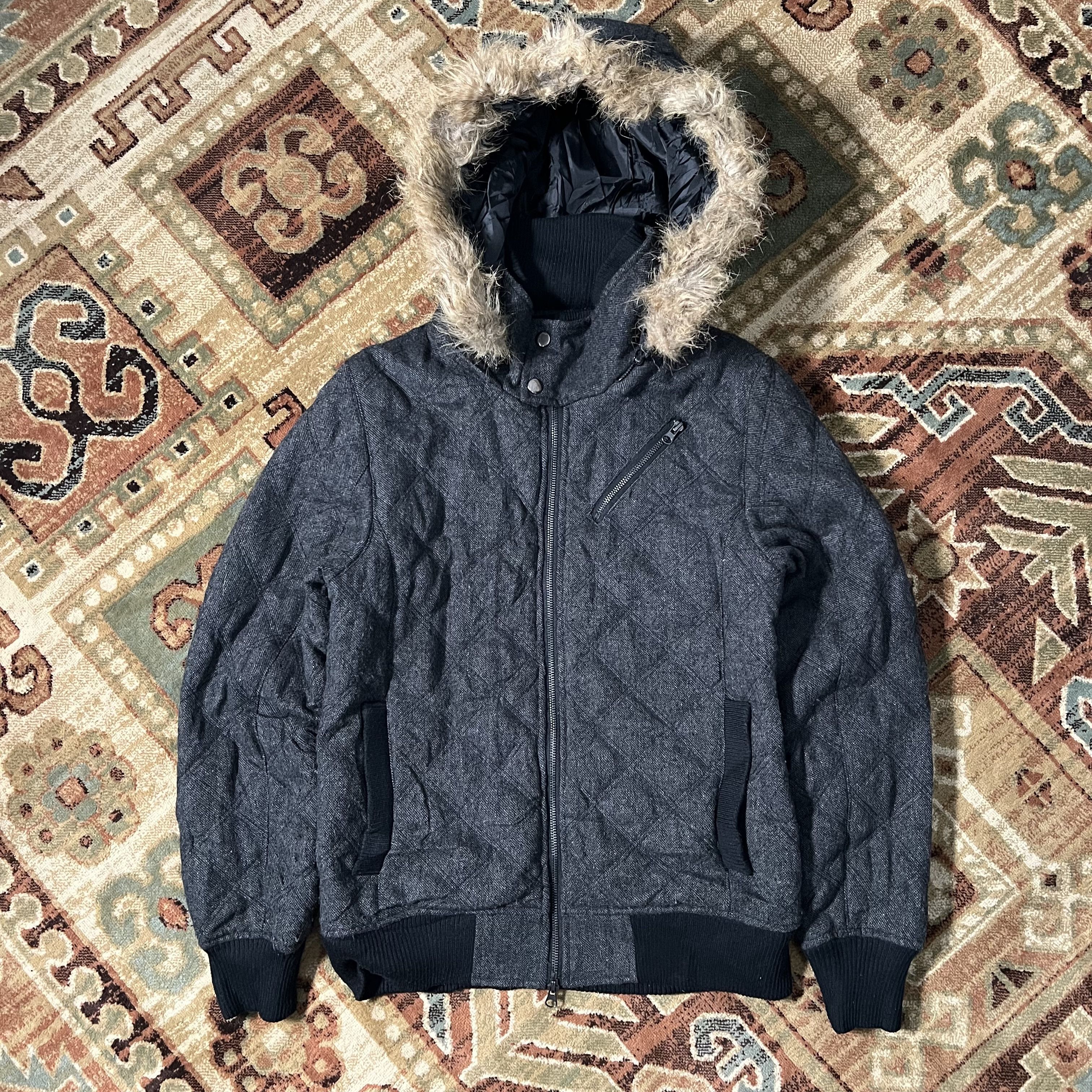 Japanese Brand 2000s Japanese Ifsix Wool Quilted Fur Zip Up Jacket y2k Lgb Size US M / EU 48-50 / 2 - 1 Thumbnail