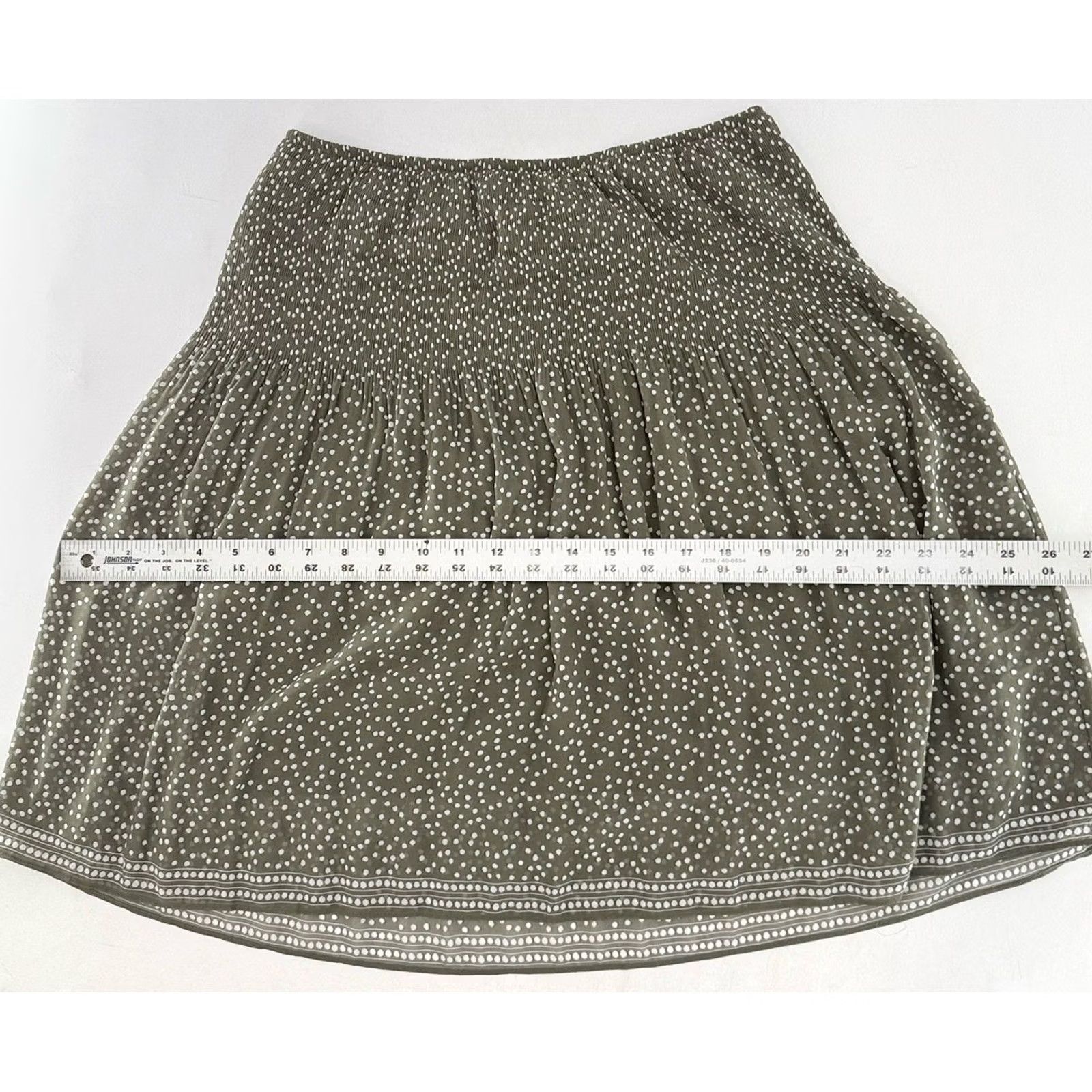 Vintage Max Studio Green & White Polka Dot Lined Short Skirt Sz Sm Boho Pull On Logo NWT Womens Size 28" / US 6 / IT 42 - 8 Thumbnail
