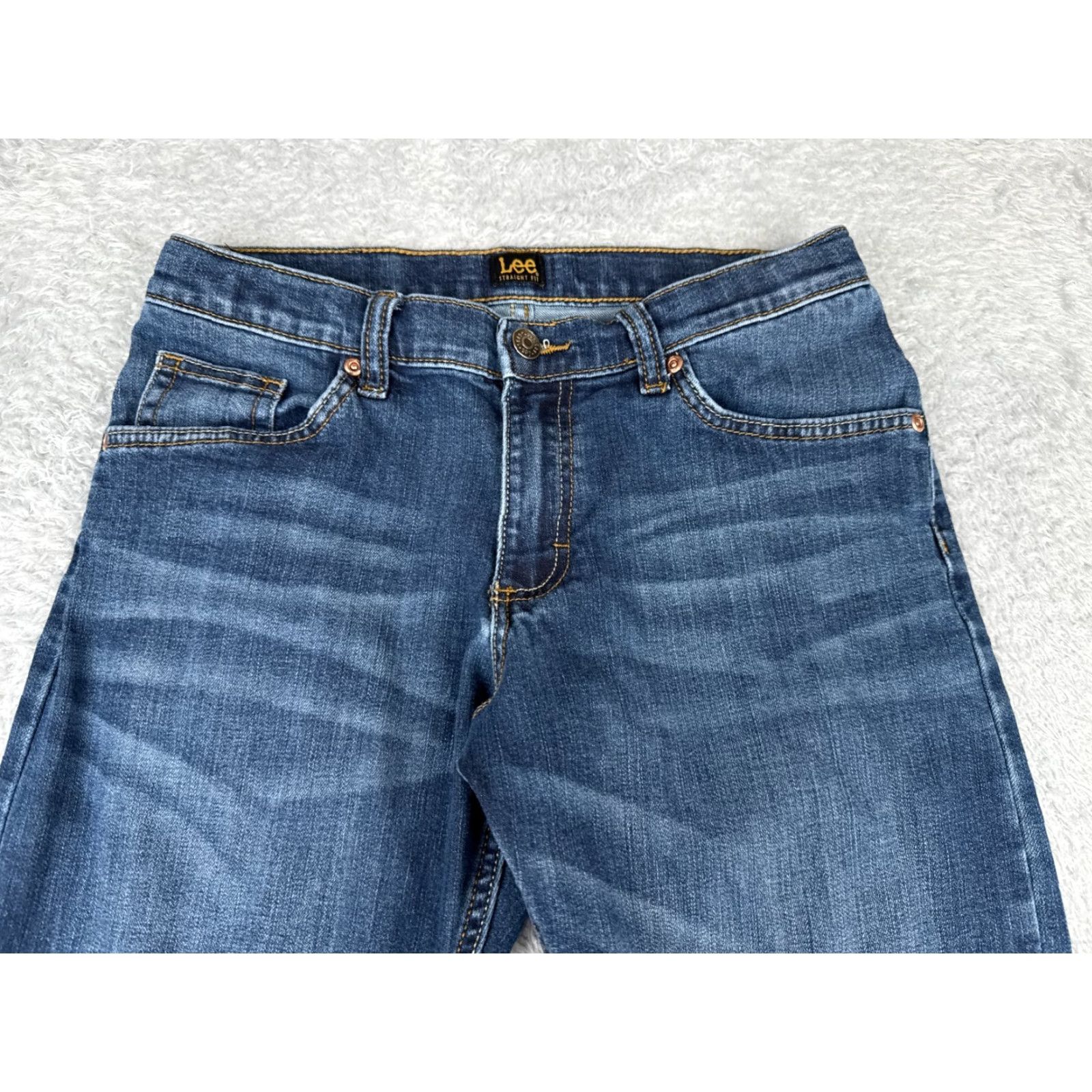 Lee Lee Jeans Womens Jeans 16 Blue Denim Straight Low Rise 28x28 Cotton Blend 5-Pocket Design Regular Vintage? No Size 38" / US 16 / IT 52 - 4 Thumbnail