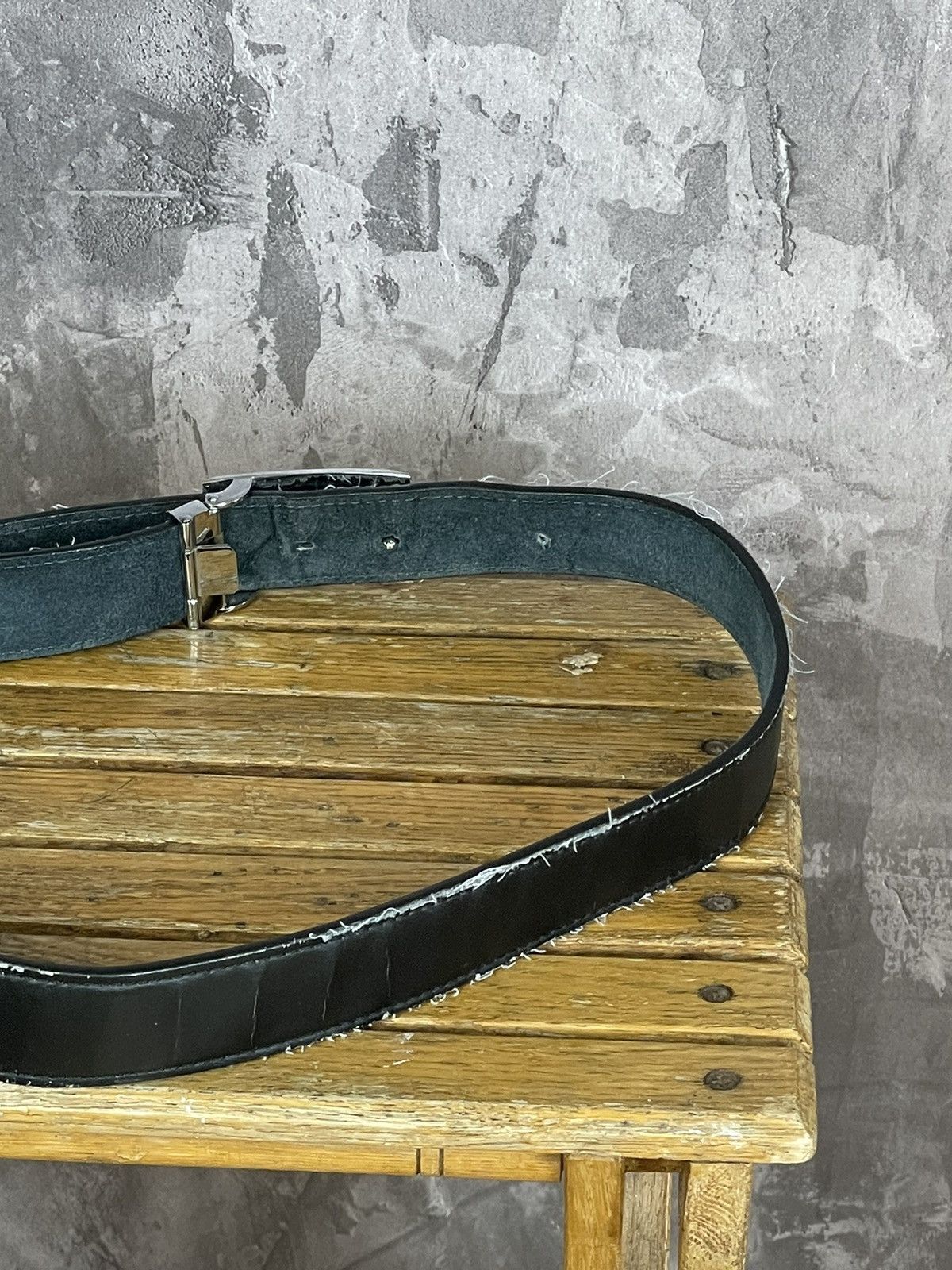 Diesel × Japanese Brand ☠️ DIESEL 90s Vintage Trashed Leather Distressed Metal Belt Size ONE SIZE - 6 Thumbnail
