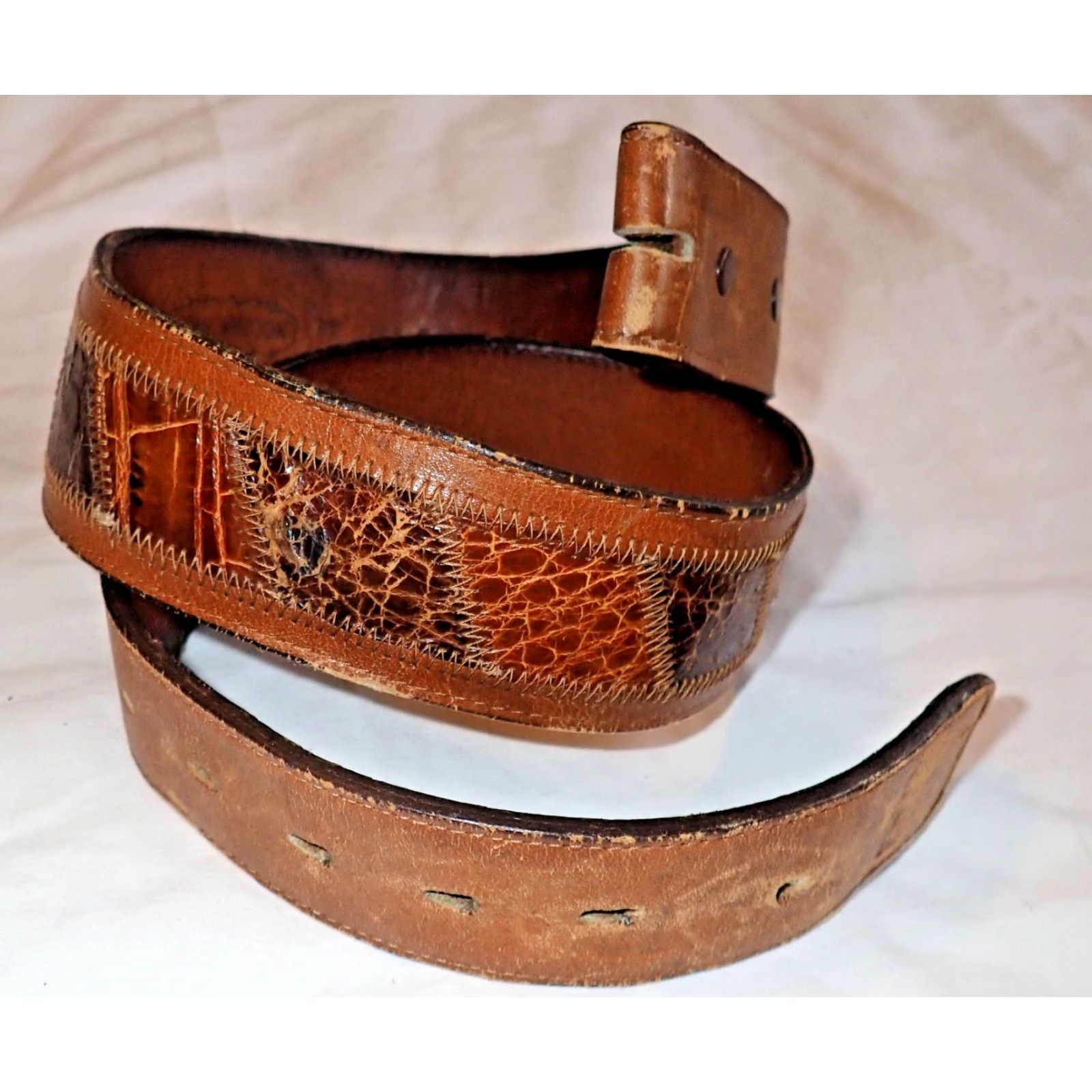 Vintage VINTAGE Nocona Men's Western Belt 32 Textured Exotic Reptile Leather Casual Dress Size 32 - 3 Thumbnail
