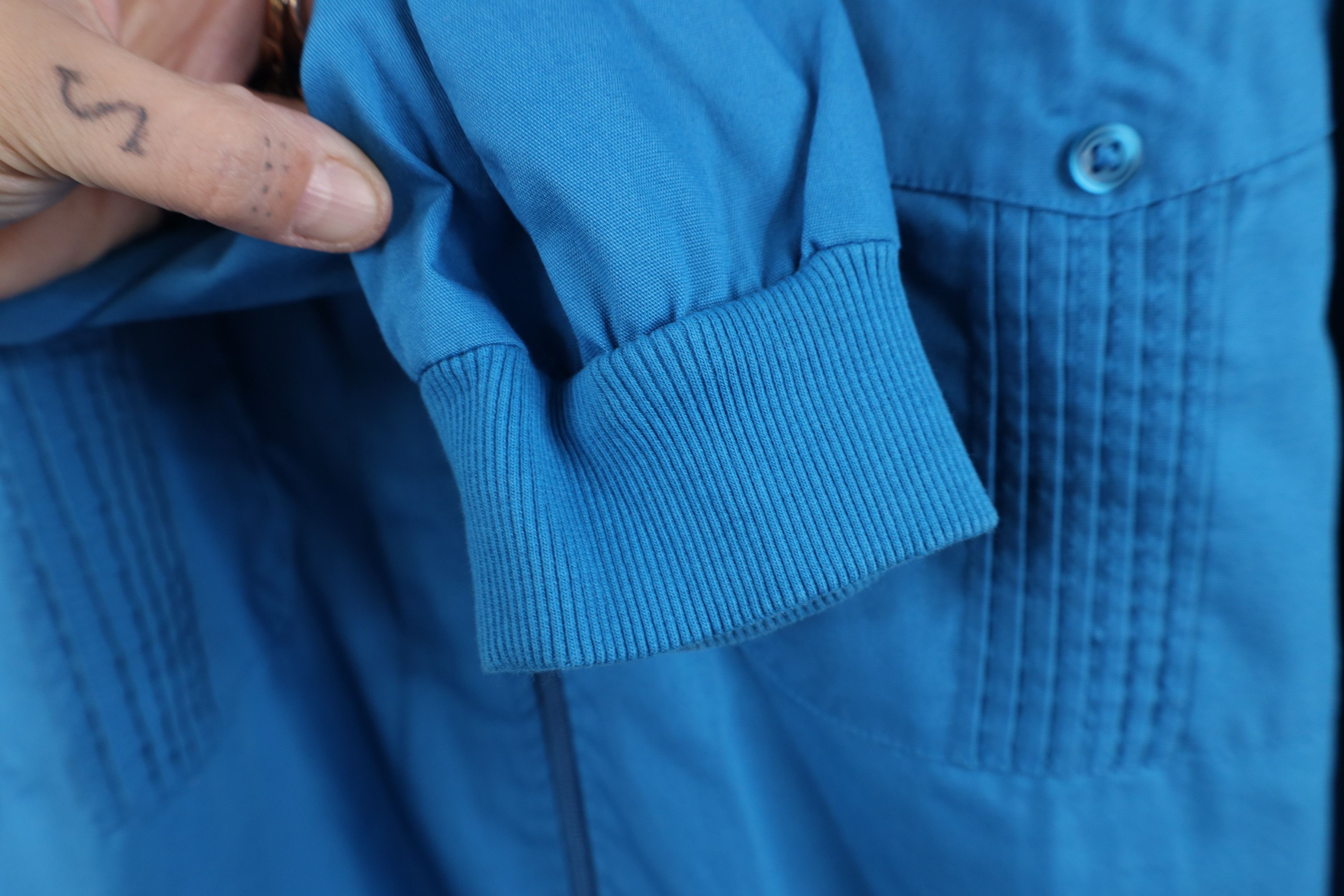 Vintage Vintage 90s Streetwear Full Zip Collared Shirt Jacket Blue Size US L / EU 52-54 / 3 - 9 Thumbnail