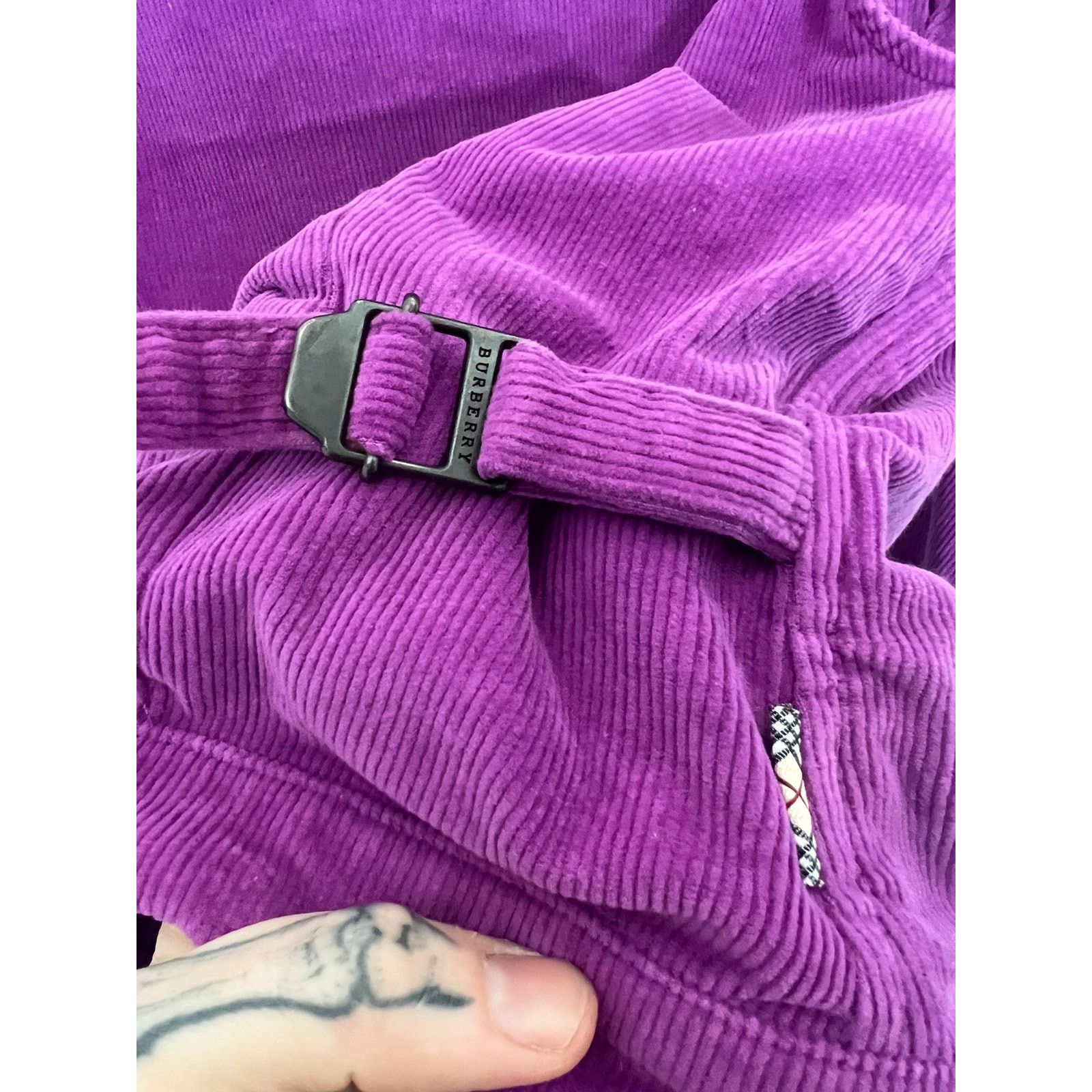 Burberry 90s purple burberry corduroy type 2 buckle back jacket Size M / US 6-8 / IT 42-44 - 3 Thumbnail