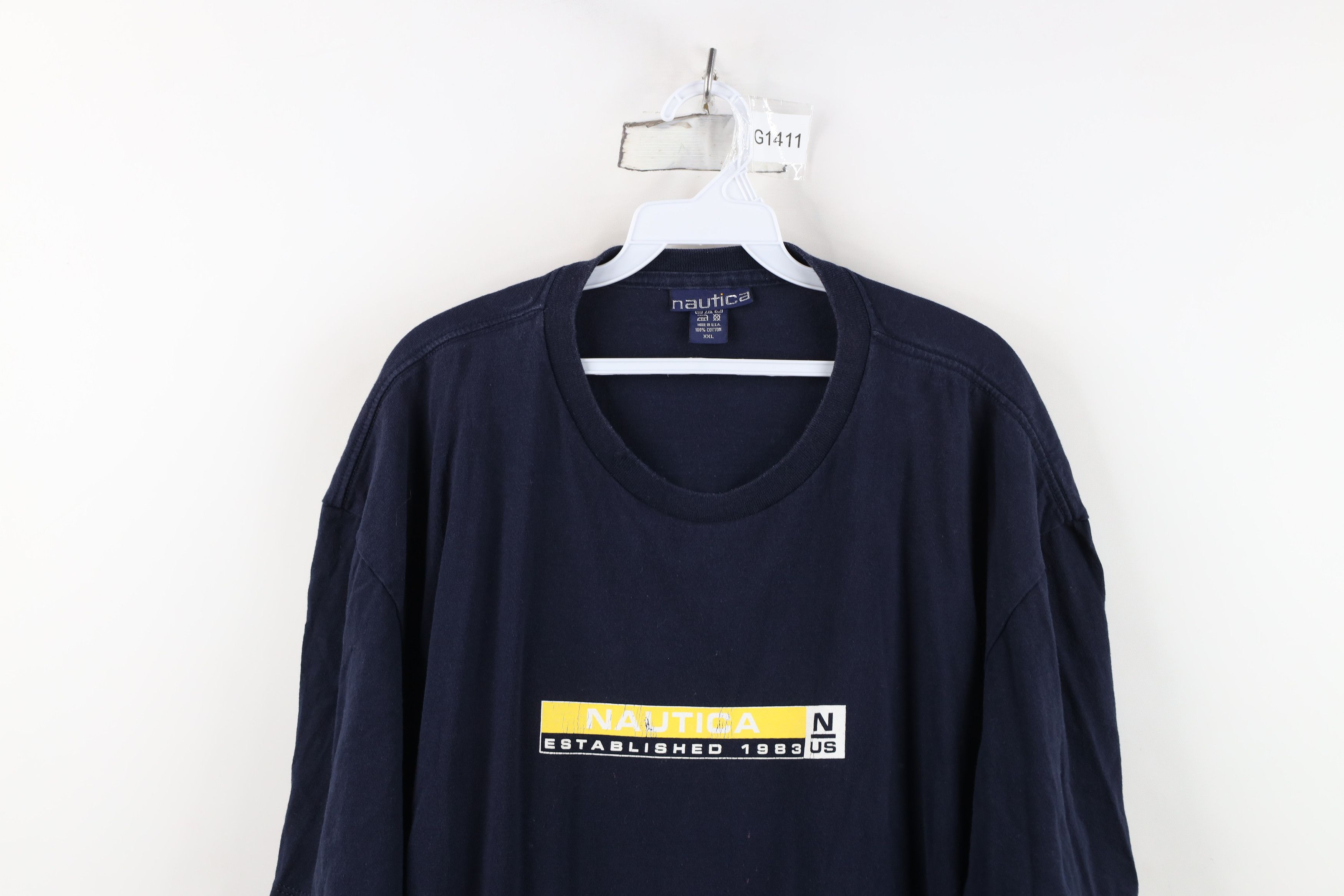 Nautica Vintage 90s Nautica Spell Out Sailing T-Shirt Blue USA Size US XXL / EU 58 / 5 - 2 Thumbnail