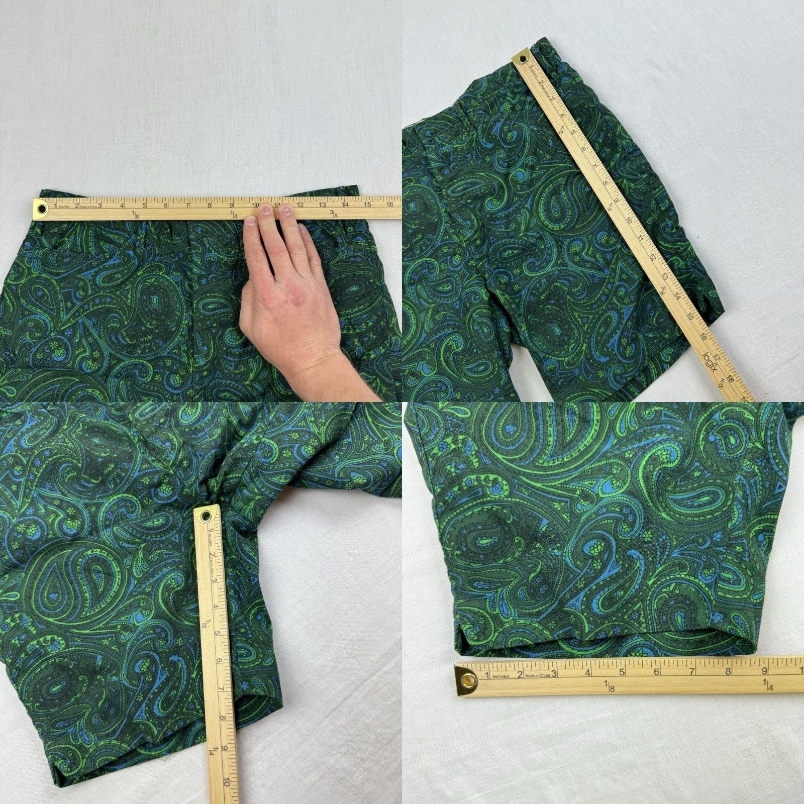 Vintage Vintage Amco Paisley Shorts Adult 32 Green 1970s 1960s Hippy American Size US 32 / EU 48 - 8 Thumbnail