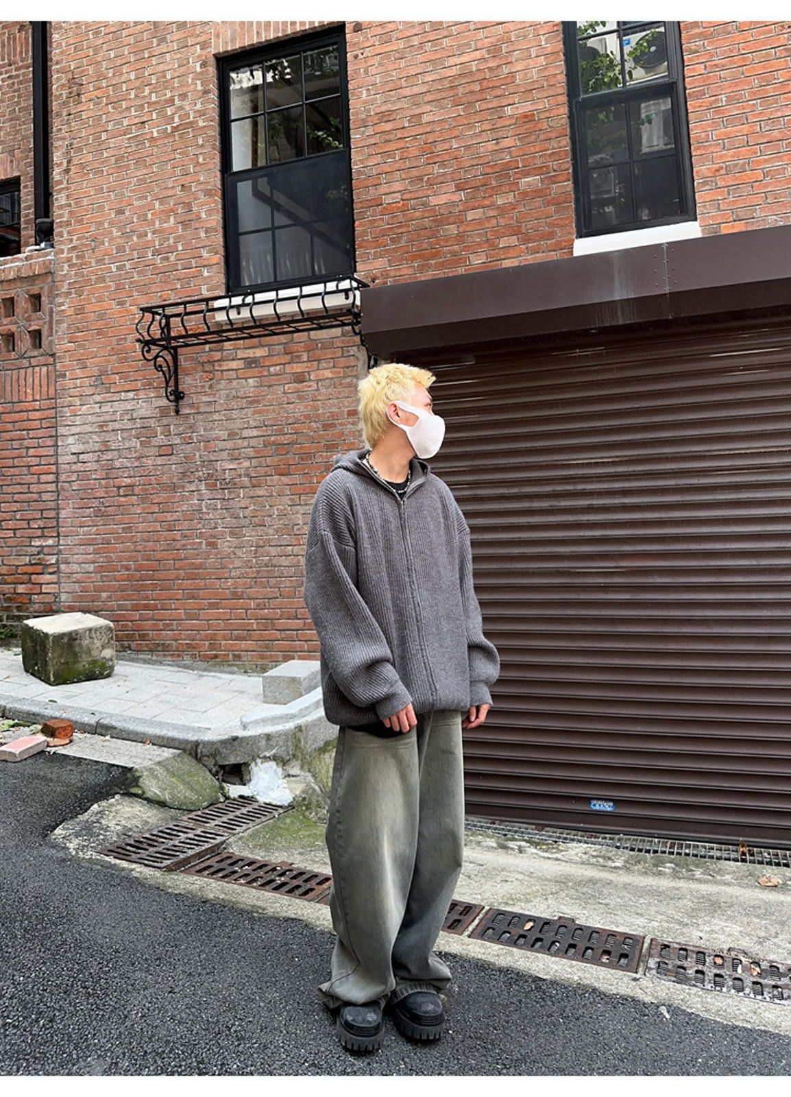 Other Stylish Oversized Hooded Sweater in Gray Size US M / EU 48-50 / 2 - 9 Thumbnail