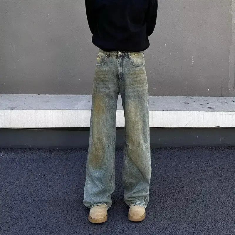 Japanese Brand Retro loose straight leg dirty dyed jeans Size US 32 / EU 48 - 4 Thumbnail