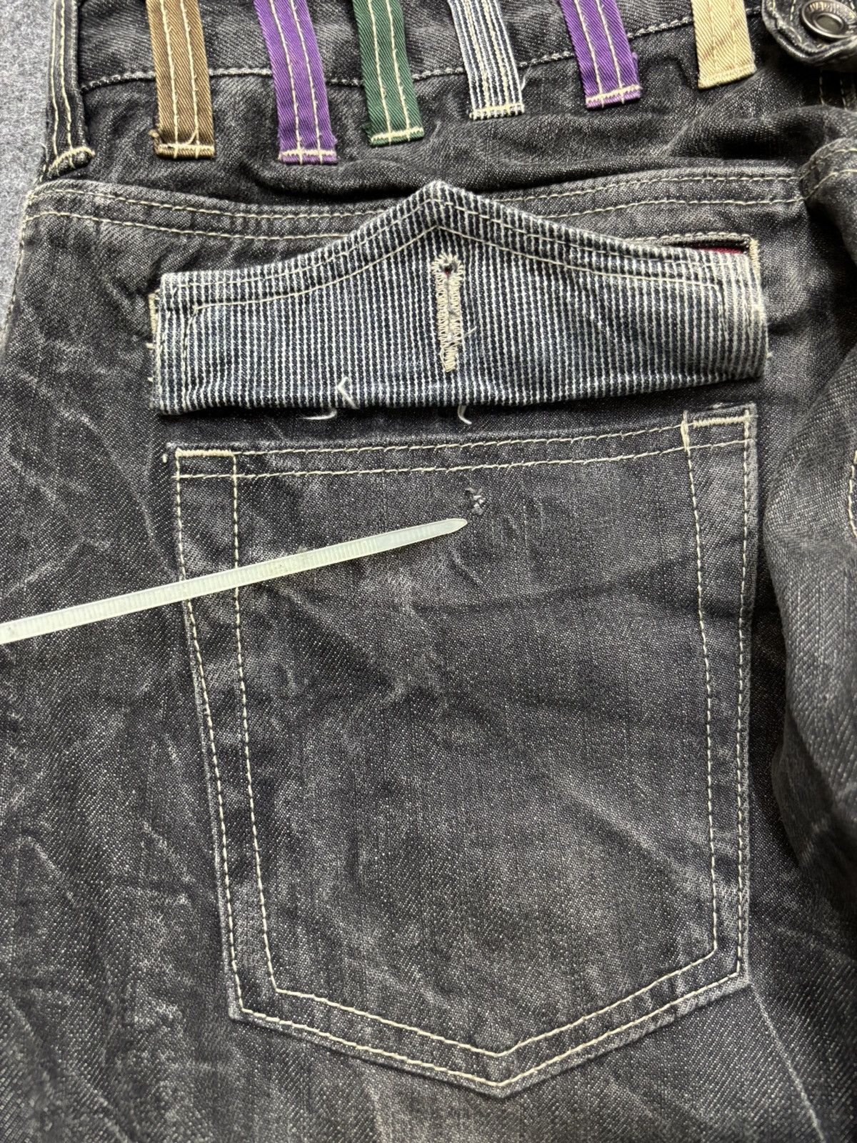 Japanese Brand 💥Cracked Fades💥Antfui Double Waist Black Wash Denim F642 Size US 32 / EU 48 - 19 Thumbnail