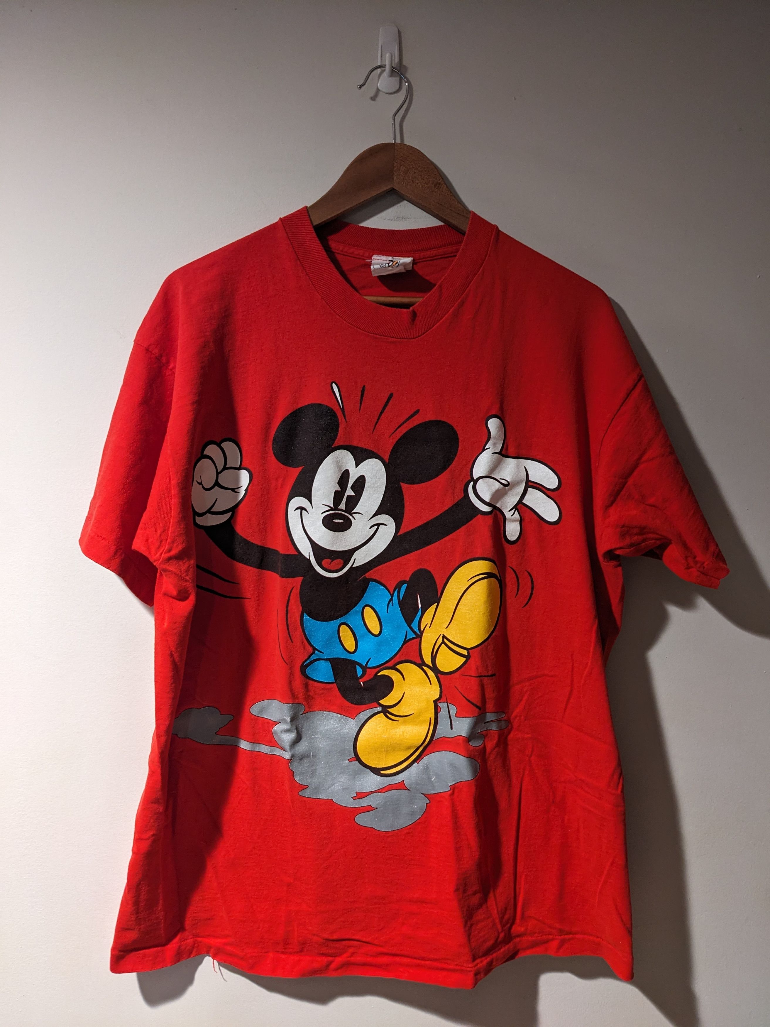 Disney × Vintage Vintage 90s Mickey Mouse Dancing Shadow Snap X-Large T-Shirt Size US XL / EU 56 / 4 - 1 Thumbnail