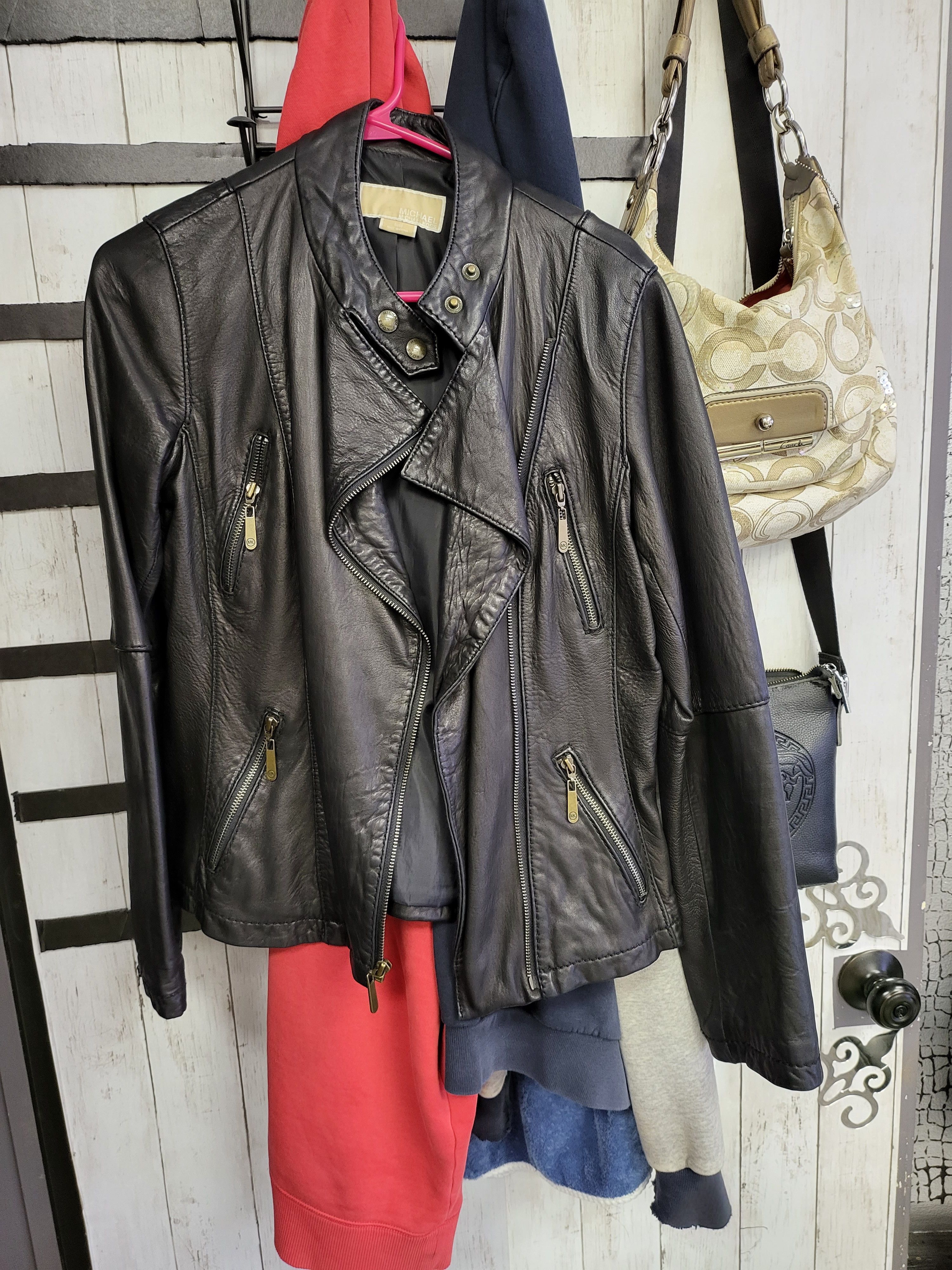 Michael Kors MICHAEL KORS BLACK LEATHER JACKET Size M / US 6-8 / IT 42-44 - 1 Thumbnail