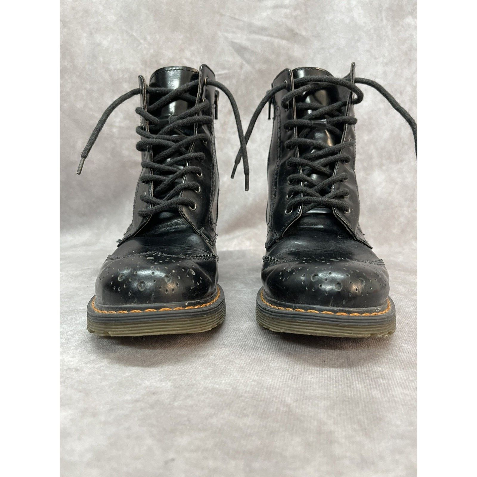 Barneys New York Barneys New York Woman’s Brogue Combat Boots Lace Side Zip M Size US 5 / IT 35 - 7 Thumbnail
