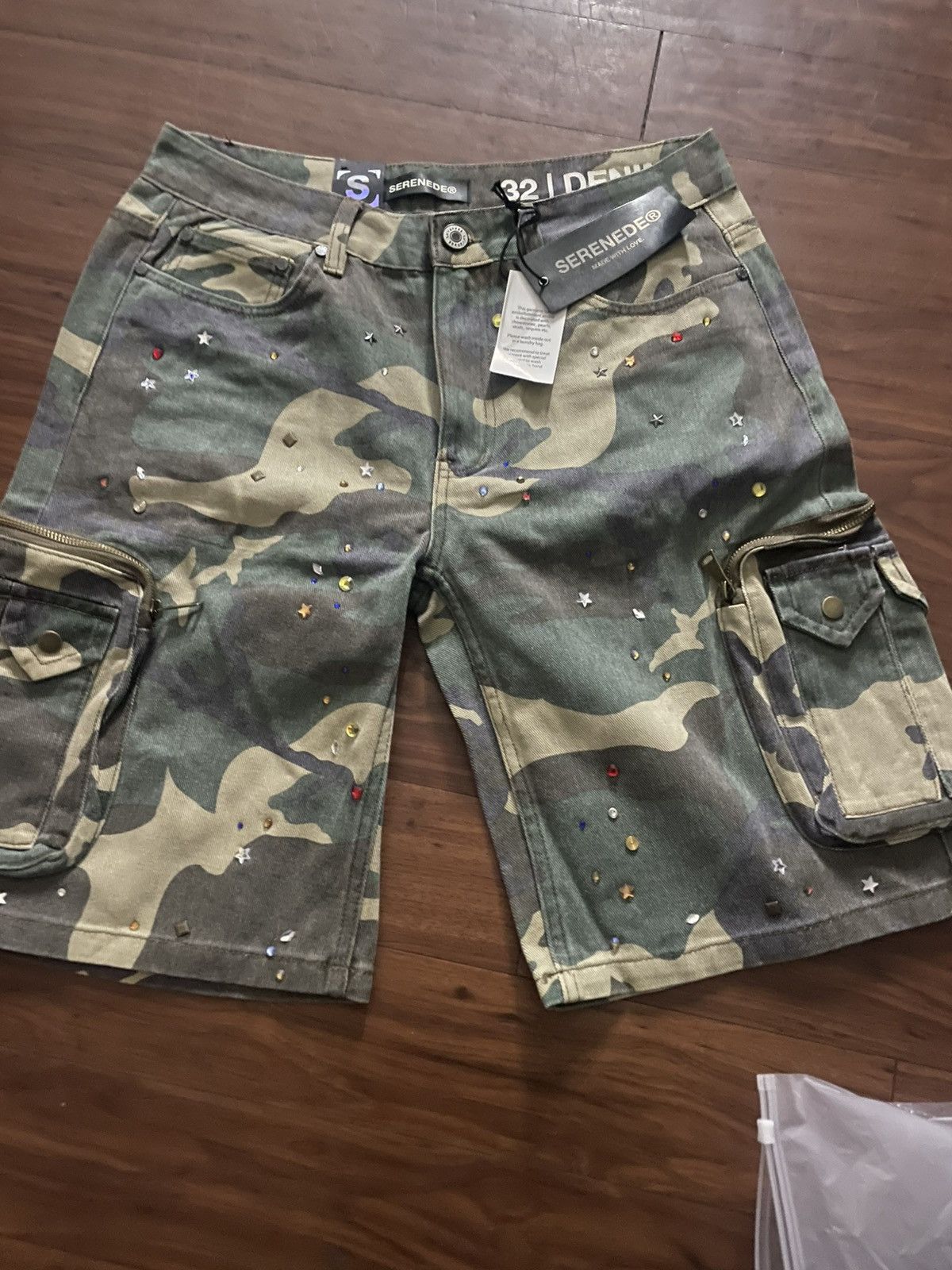 Other CACHE - Faded Camo Denim Shorts Size 32" / US 10 / IT 46 - 1 Thumbnail