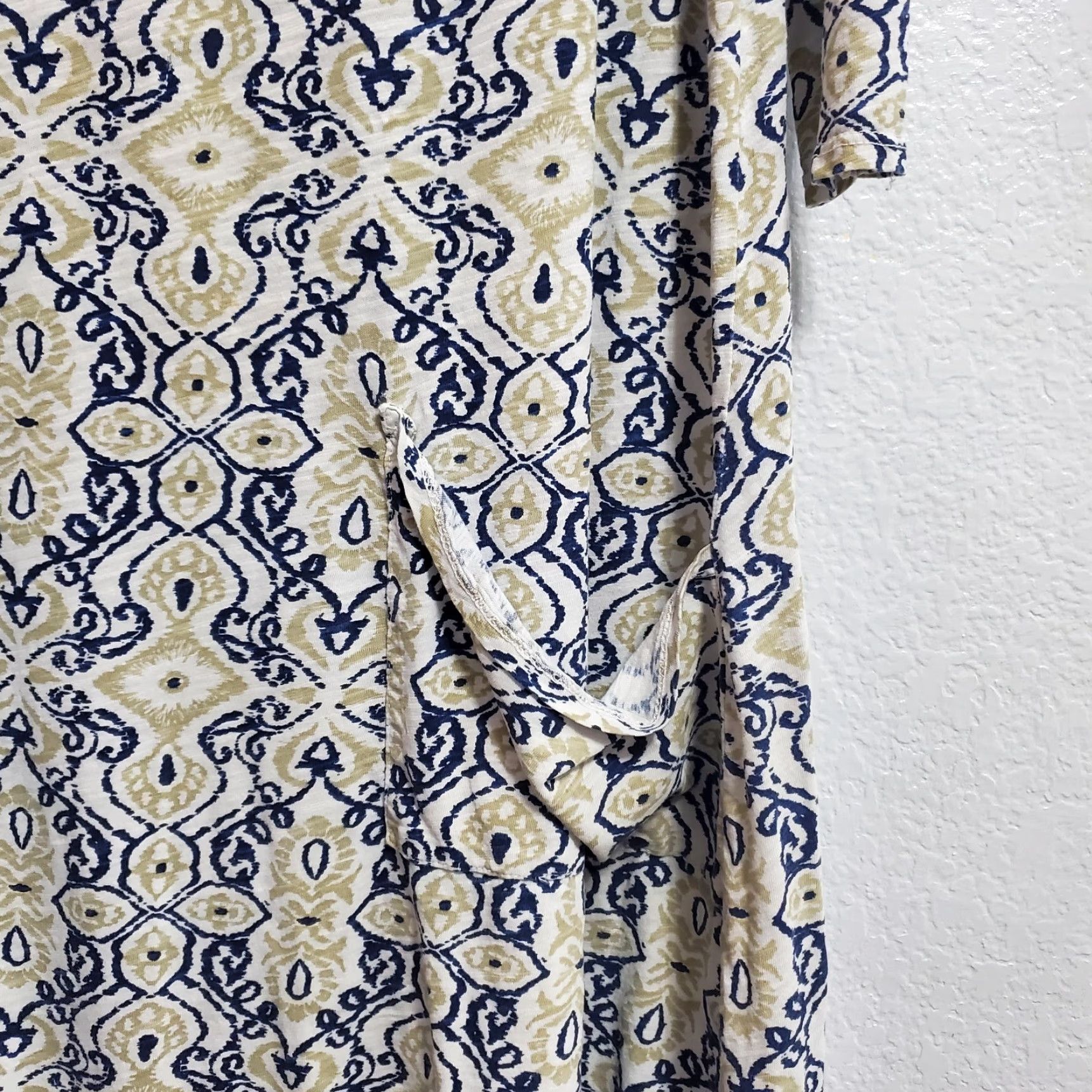 Vintage FRESH PRODUCE Dress Women XL Multi Ikat Print Pocket 3/4 Sleeve Casual USA Knit 100% Cotton Knee Length Womens Size XL / US 12-14 / IT 48-50 - 5 Thumbnail