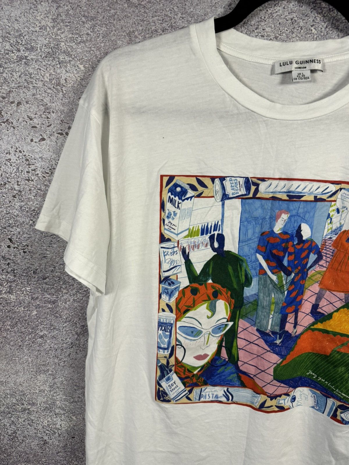 Designer × Japanese Brand × Vintage Lulu Guinness Cartoon Printed White T Shirt Oldmoney Size L / US 10 / IT 46 - 4 Thumbnail
