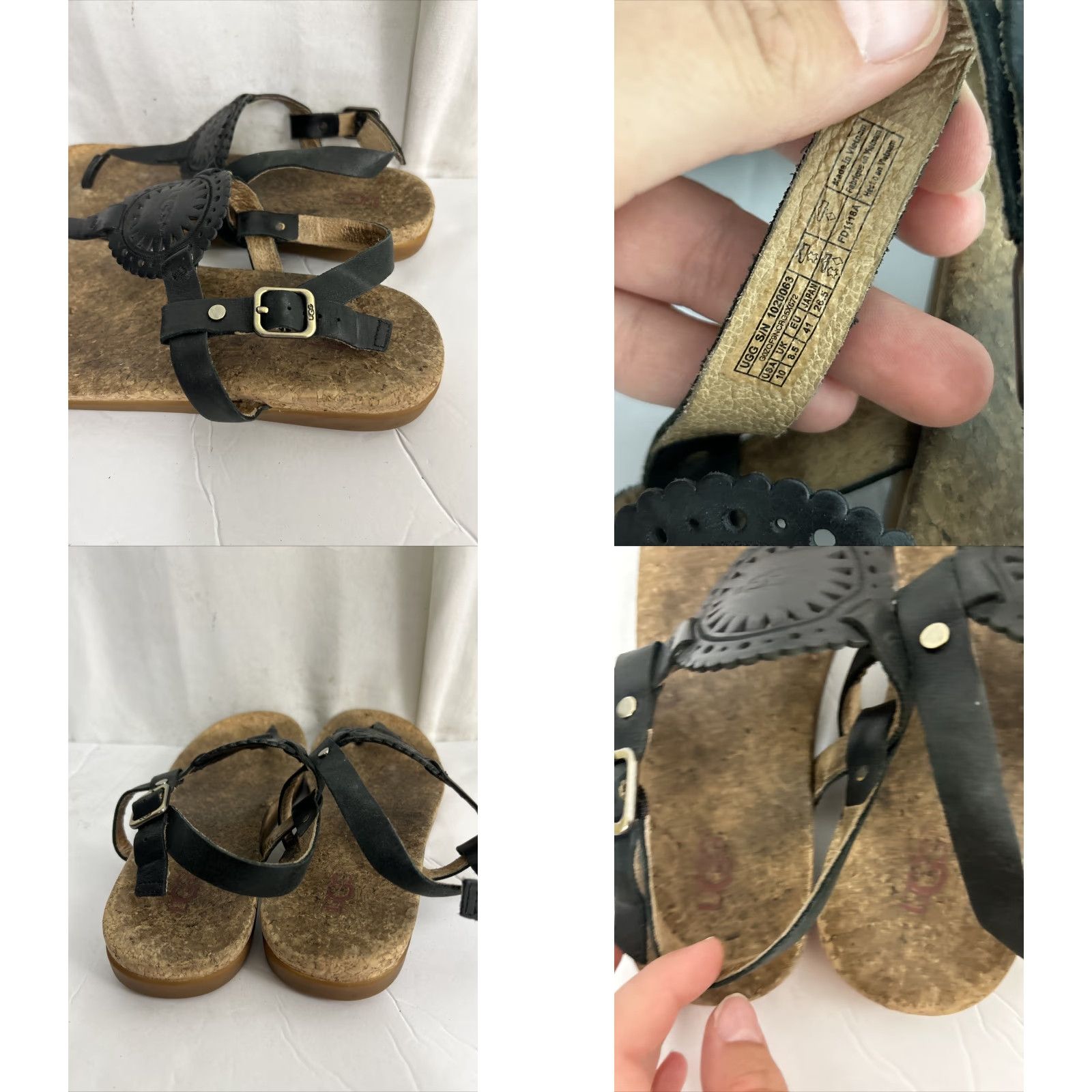 Ugg UGG Sandal Ayden II Thong Ankle Strap Leather Black Womens 10 Cork Size US 10 / IT 40 - 8 Thumbnail