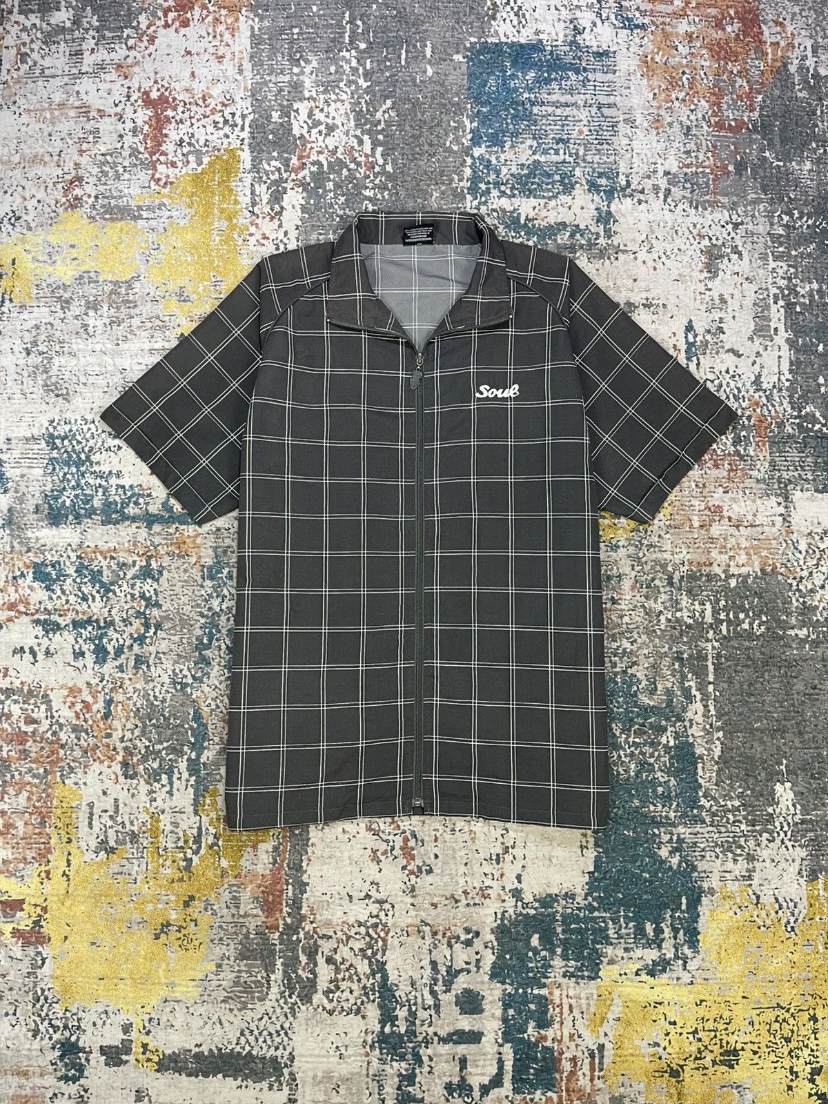 Southpole Soul Checkered Zip Up Open Collar Over Shirt Size US L / EU 52-54 / 3 - 5 Thumbnail