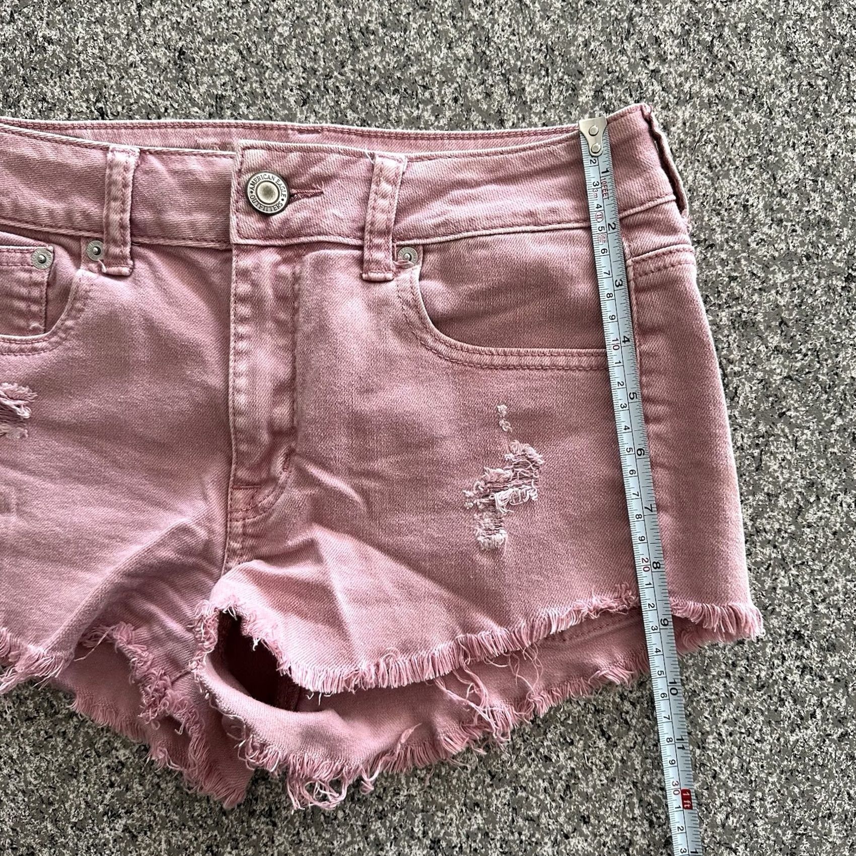 American Eagle Outfitters American Eagle Shorts Womens 2 Pink High Rise Cut-Off Slim Denim Stretch Shortie 27x2 Size 27" / US 4 / IT 40 - 6 Thumbnail