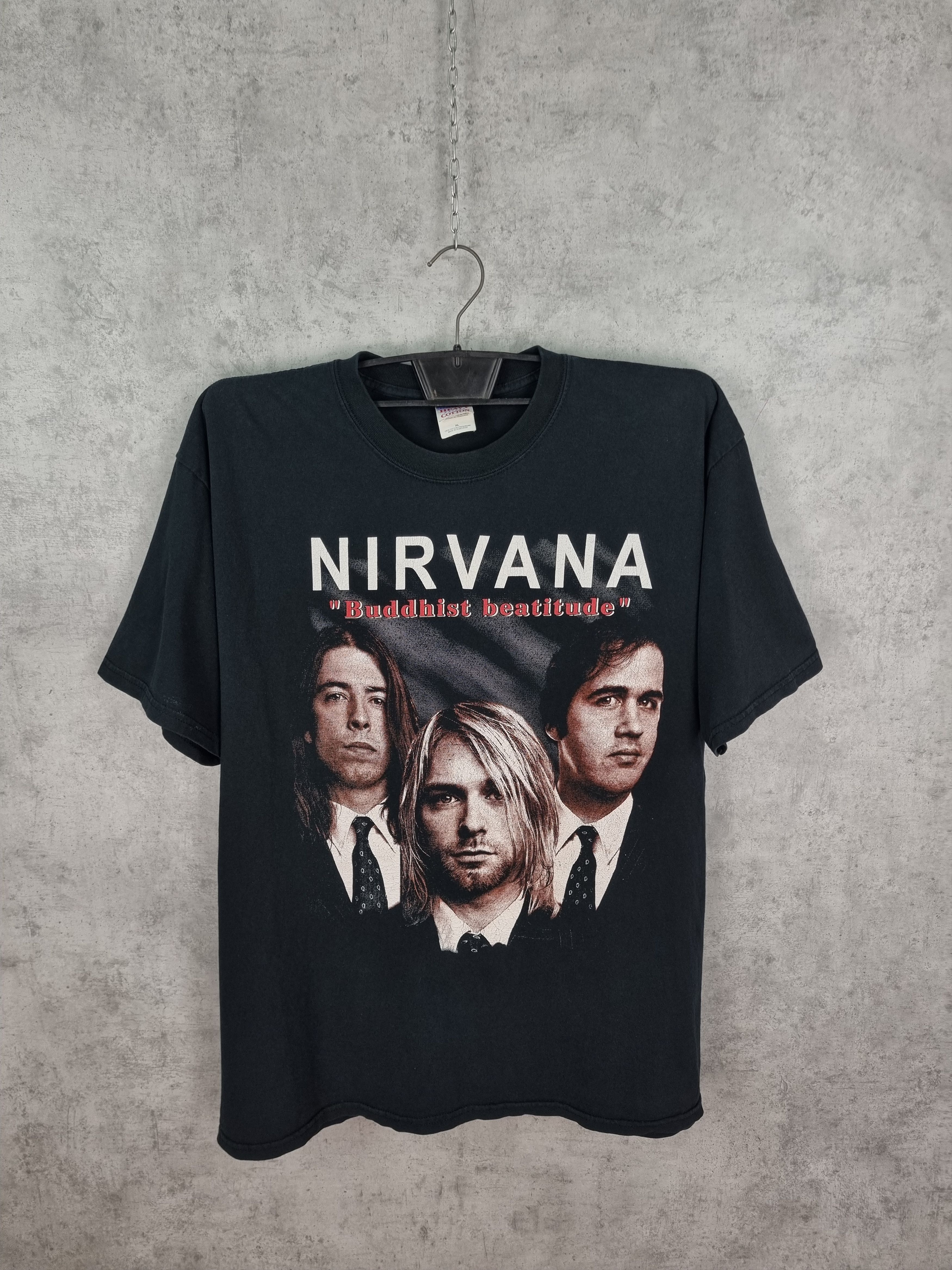 NIRVANA BUDDDHIST BEATITUDE PORTRET KURT COBAIN BAND TEE
