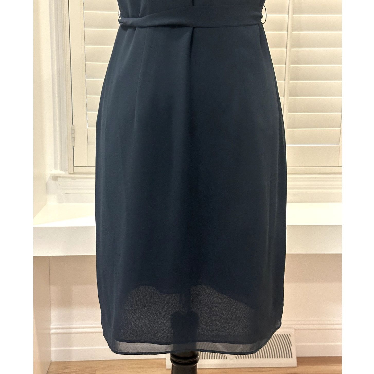 Loft Loft Navy Blue Sleeveless Ruffle Collar Belted Midi Dress 2 Size XS / US 0-2 / IT 36-38 - 6 Thumbnail