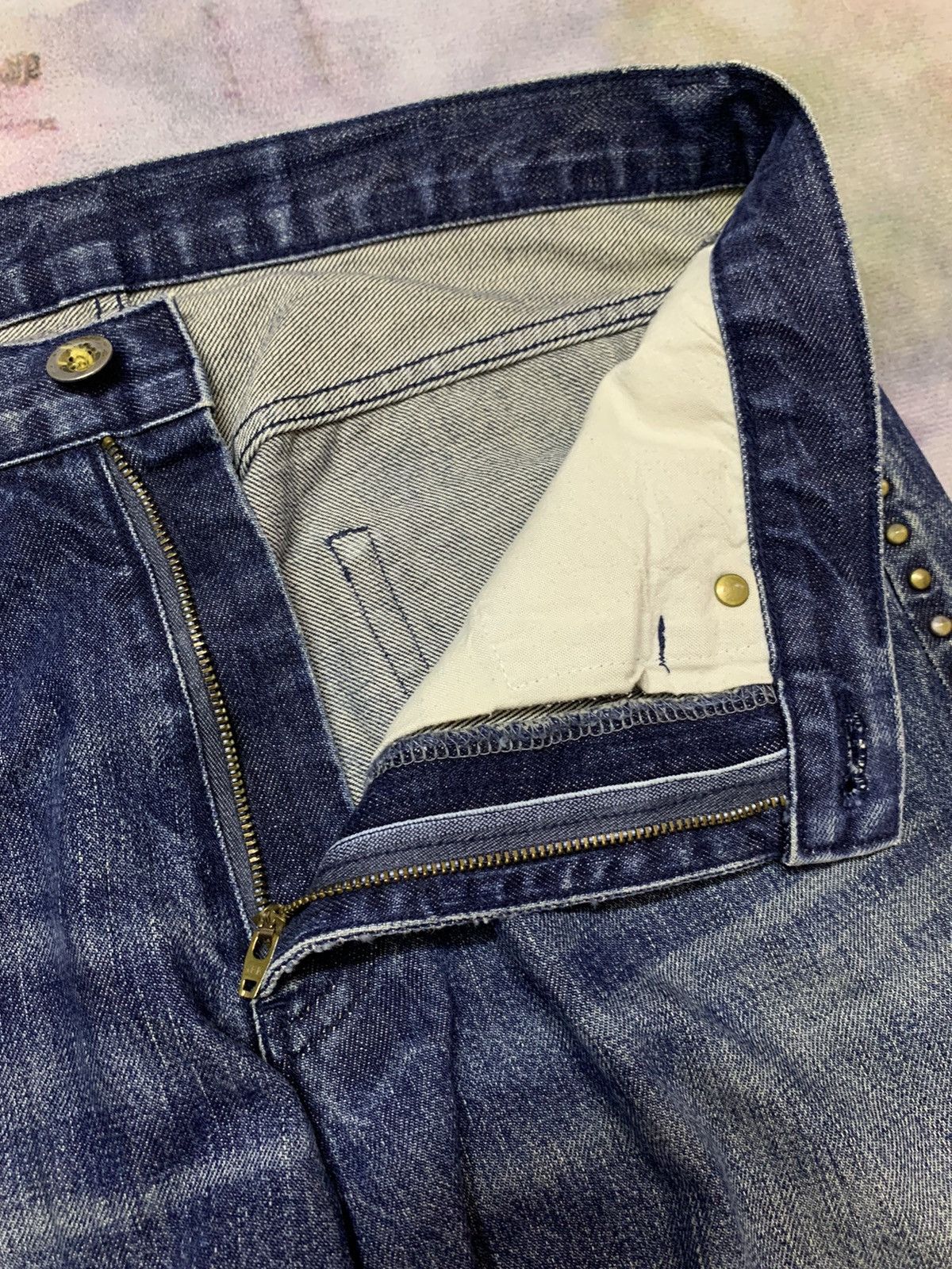 Hysteric Glamour Japanese Brand Viridian Studded Side Washed Denim Size US 32 / EU 48 - 5 Thumbnail
