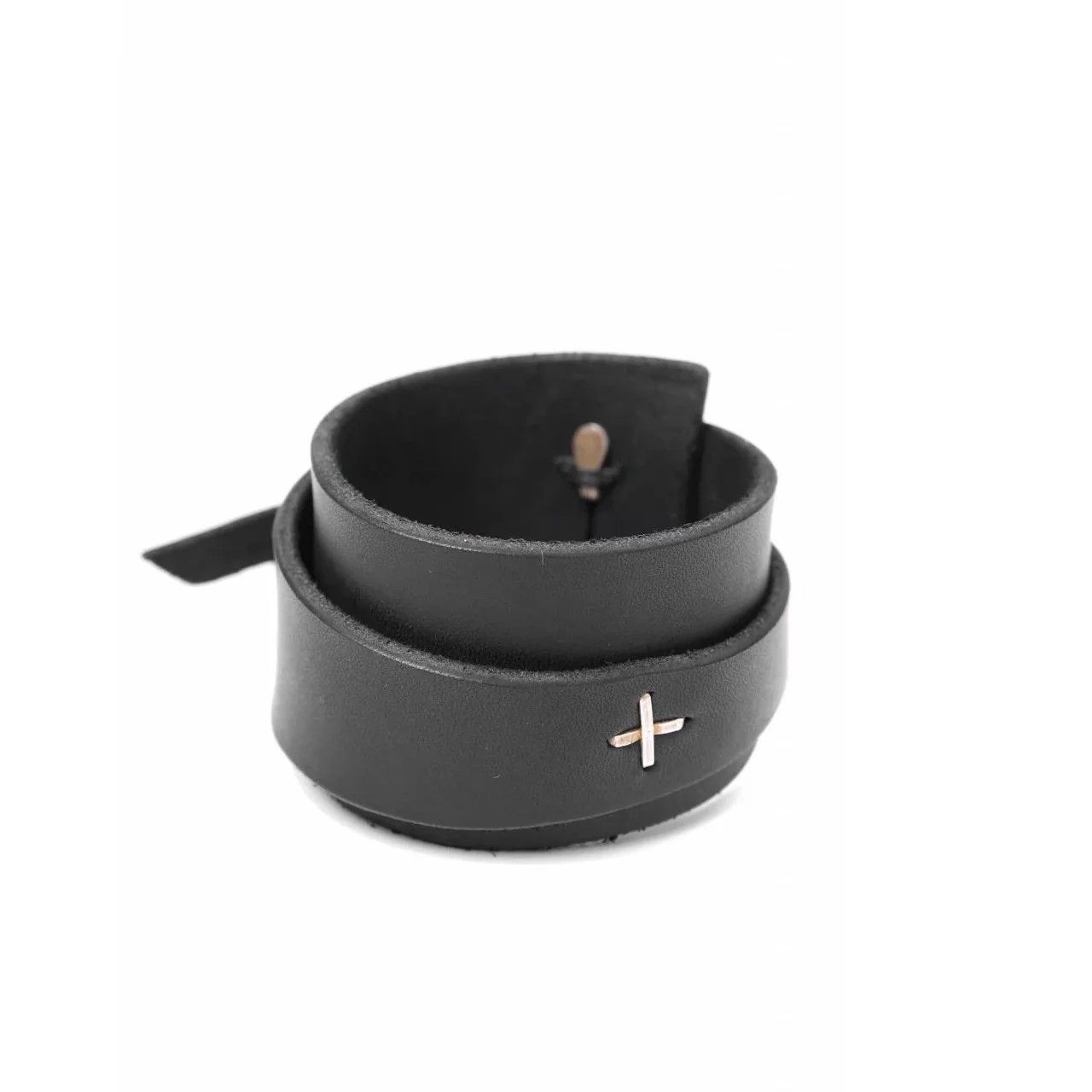 Ma+ M.A+ Maurizio Amadei A-F0K3 Black Leather Cross Bracelet Size ONE SIZE - 5 Thumbnail