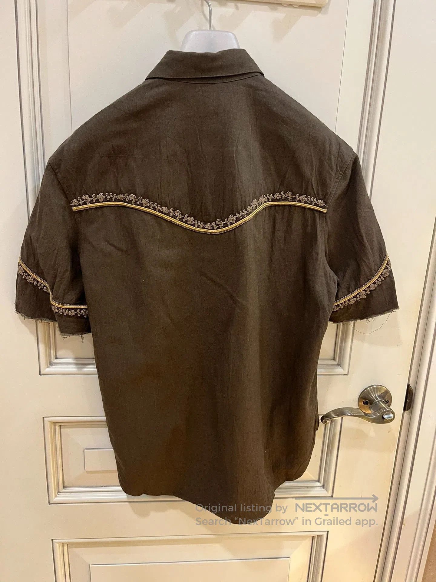 Saint Laurent Paris Saint Laurent Gold Embroidered Short-Sleeve Shirt. Size US M / EU 48-50 / 2 - 4 Thumbnail