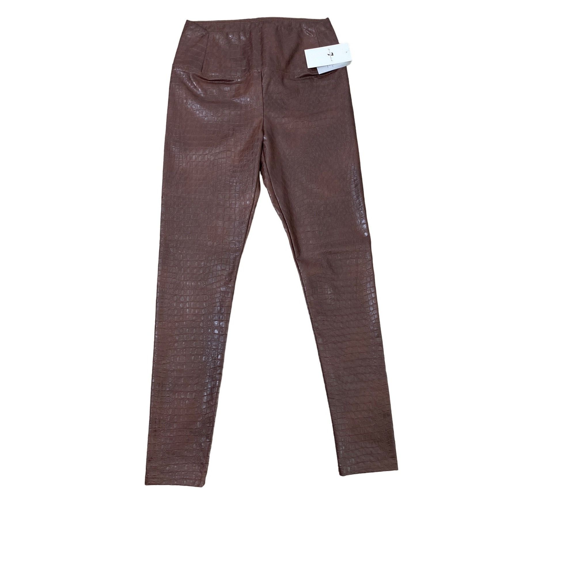 7 For All Mankind 7 FOR ALL MANKIND WOMEN'S BROWN FAUX LEATHER CROC EMBOSSED L Size 29" - 3 Thumbnail