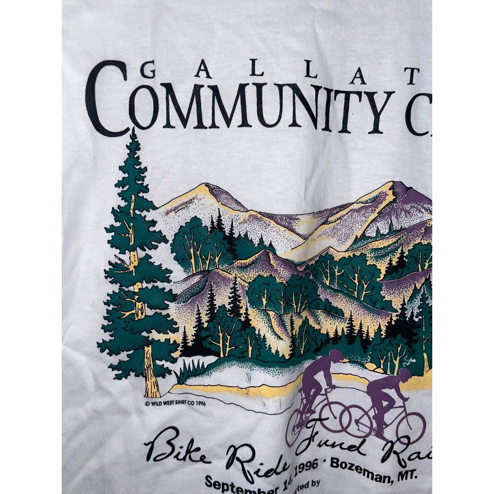 Jerzees Vintage Montana Shirt Gallatin Bike Ride White M Tee Size US M / EU 48-50 / 2 - 3 Thumbnail